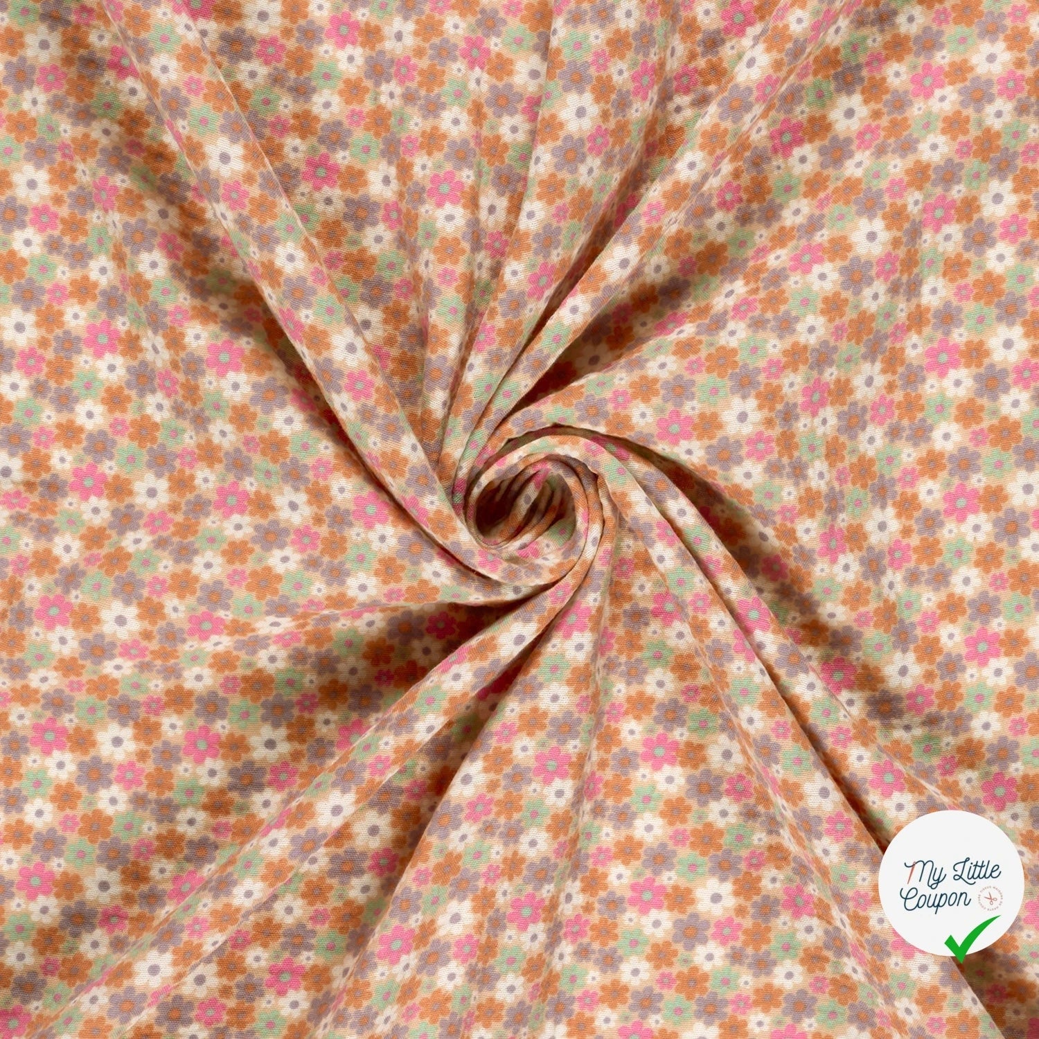 DOUBLE GAZE DE COTON FLEURS ROSE - My Little Coupon
