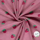 DOUBLE GAZE DE COTON FRAISES ROSE - My Little Coupon