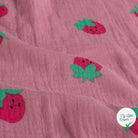 DOUBLE GAZE DE COTON FRAISES ROSE - My Little Coupon