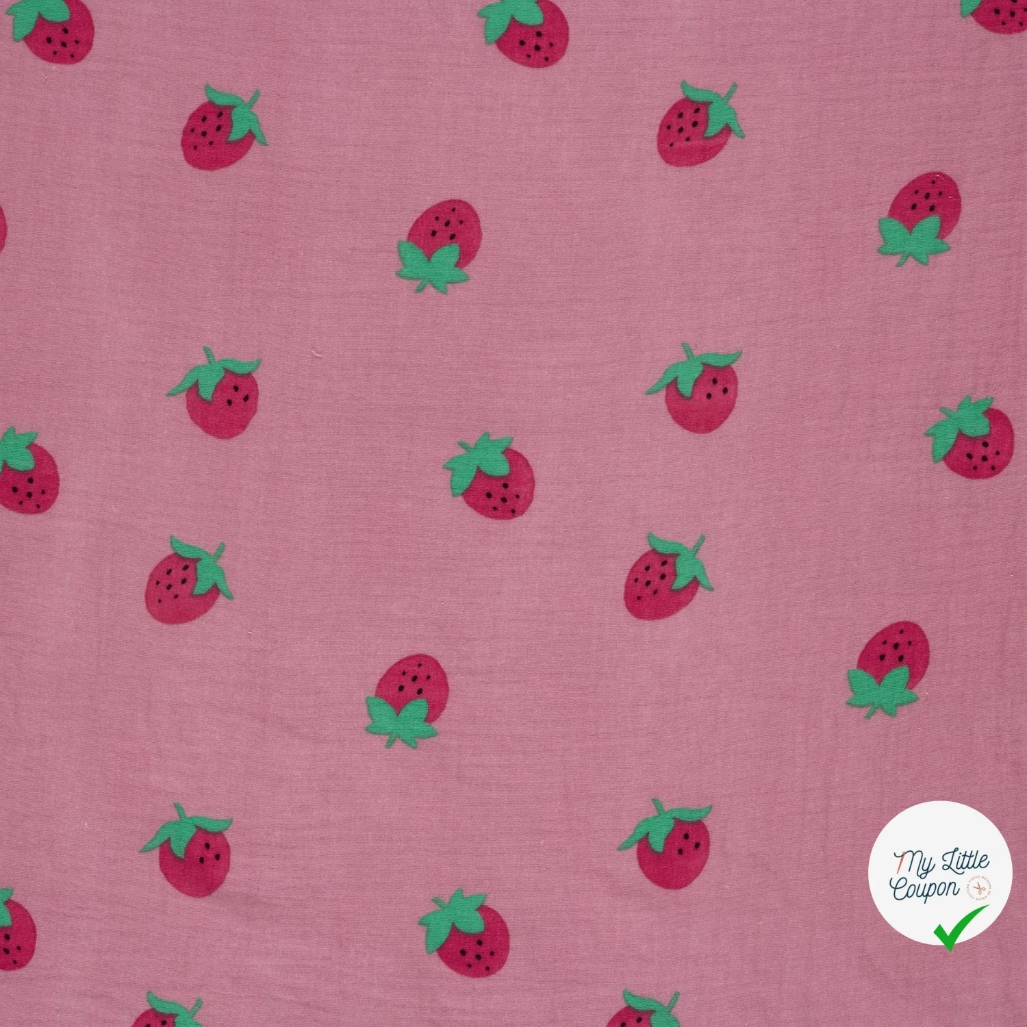 DOUBLE GAZE DE COTON FRAISES ROSE - My Little Coupon