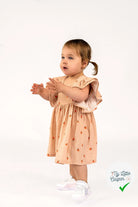 DOUBLE GAZE DE COTON FRAISES VIEUX ROSE - My Little Coupon