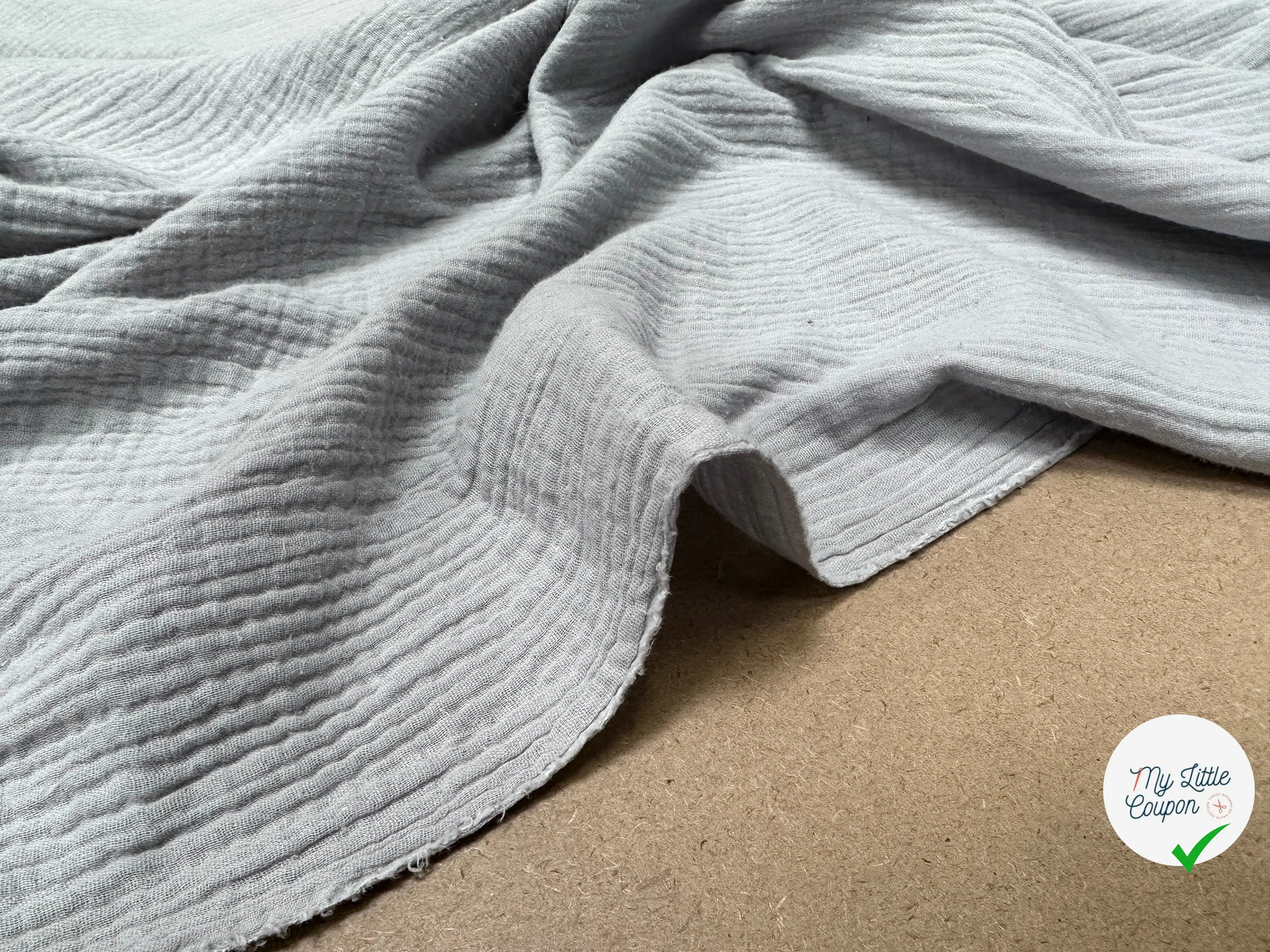 DOUBLE GAZE DE COTON GRIS PERLE - My Little Coupon