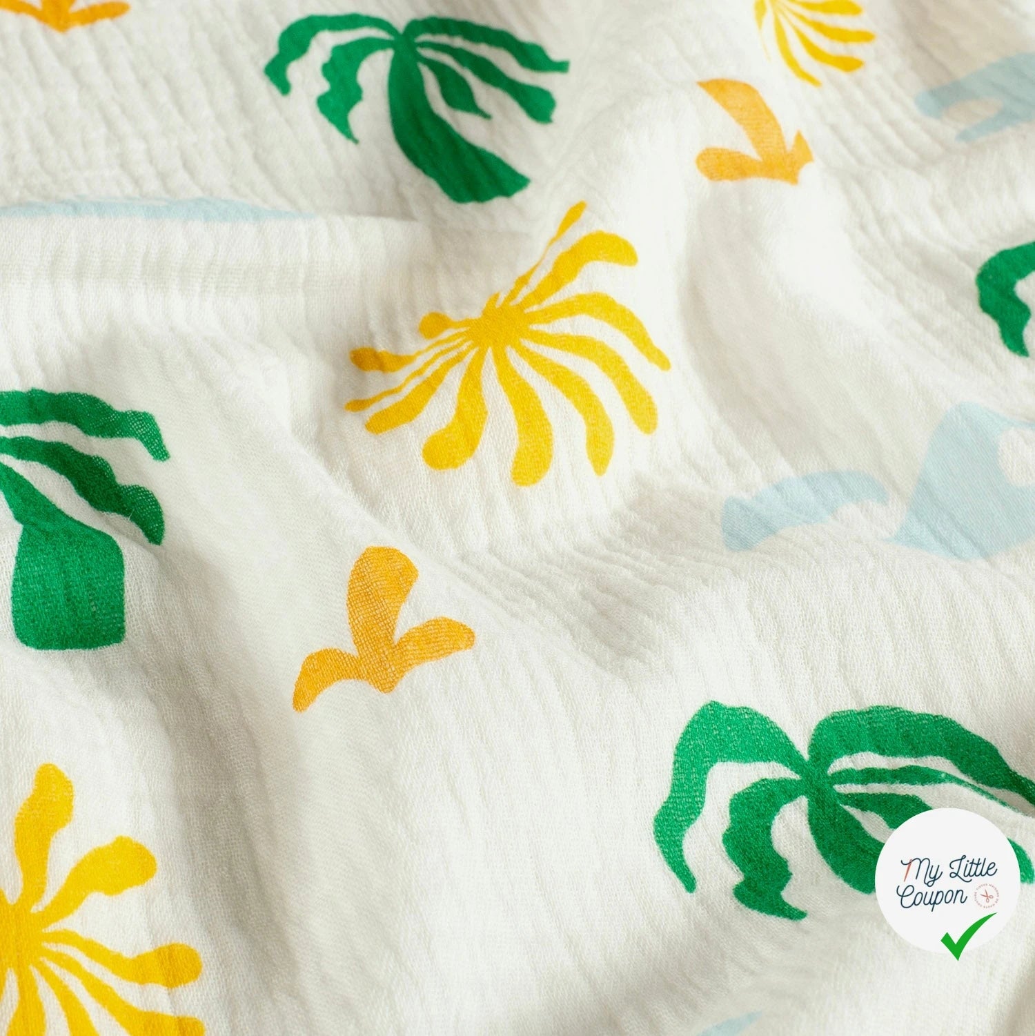 DOUBLE GAZE DE COTON PALMIER BLANC CASSÉ - My Little Coupon