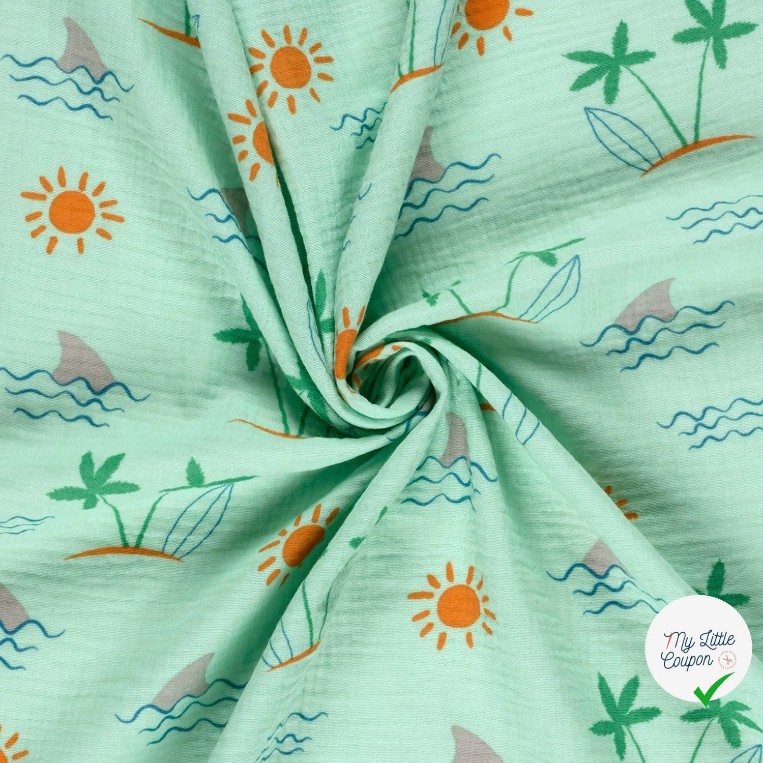 DOUBLE GAZE DE COTON PALMIER MENTHE - My Little Coupon