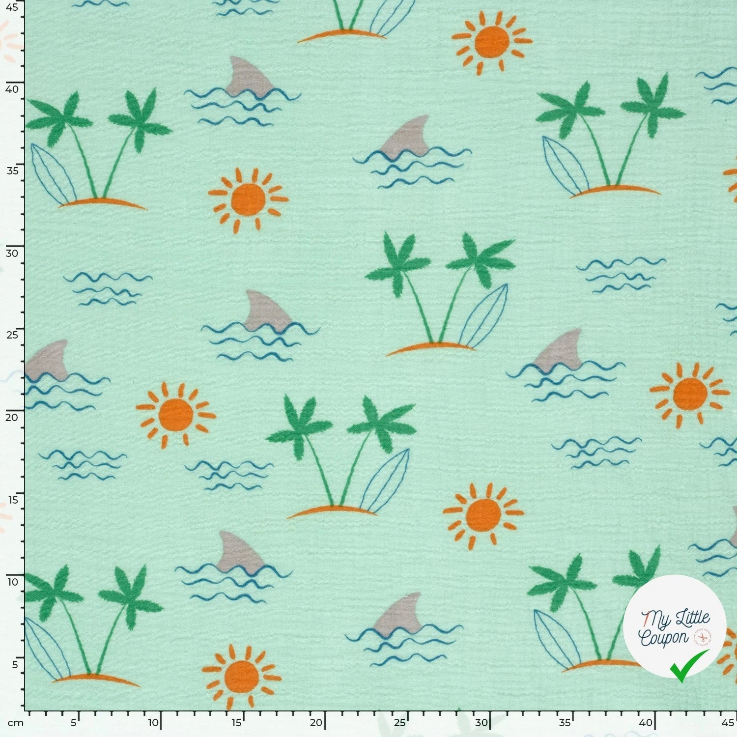 DOUBLE GAZE DE COTON PALMIER MENTHE - My Little Coupon