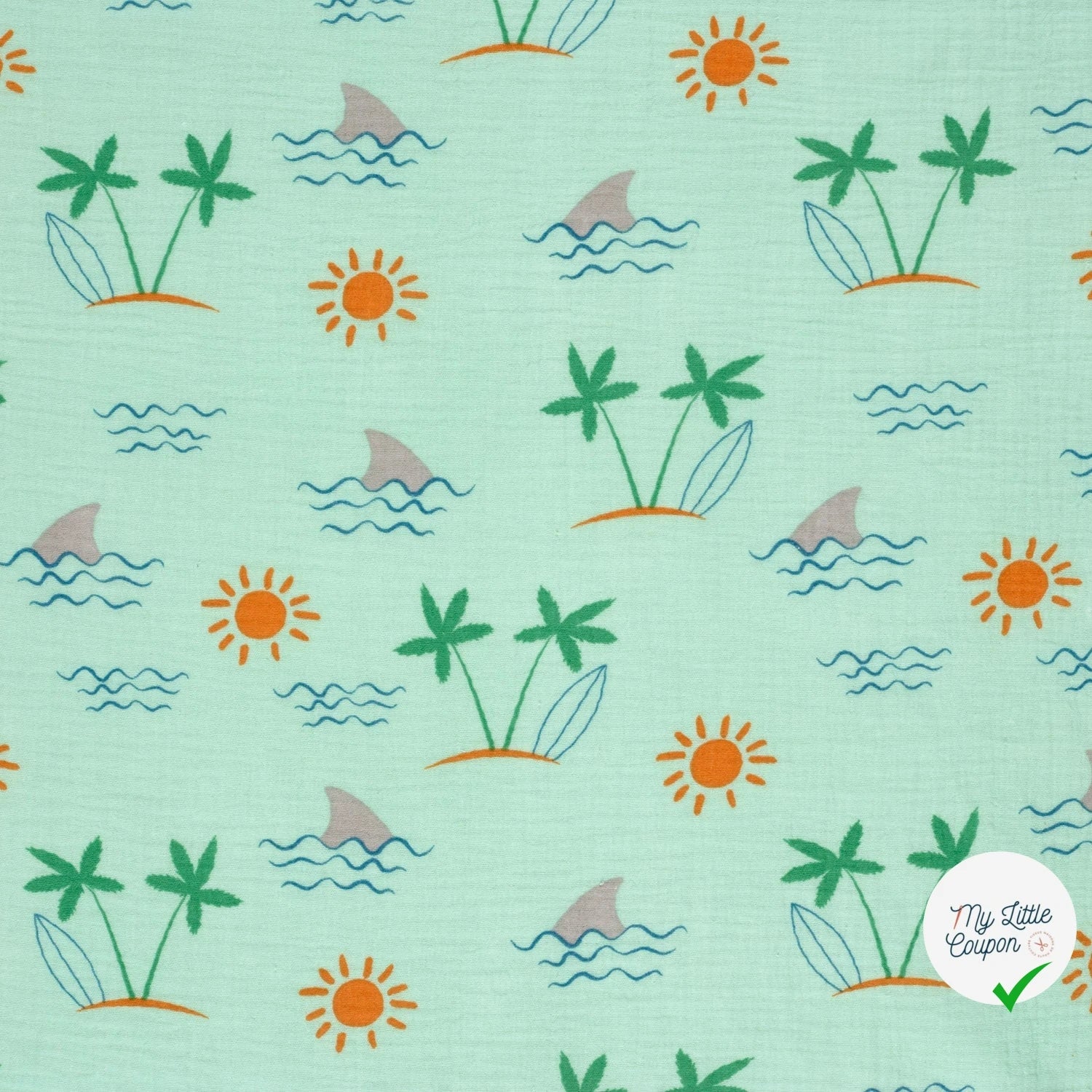 DOUBLE GAZE DE COTON PALMIER MENTHE - My Little Coupon