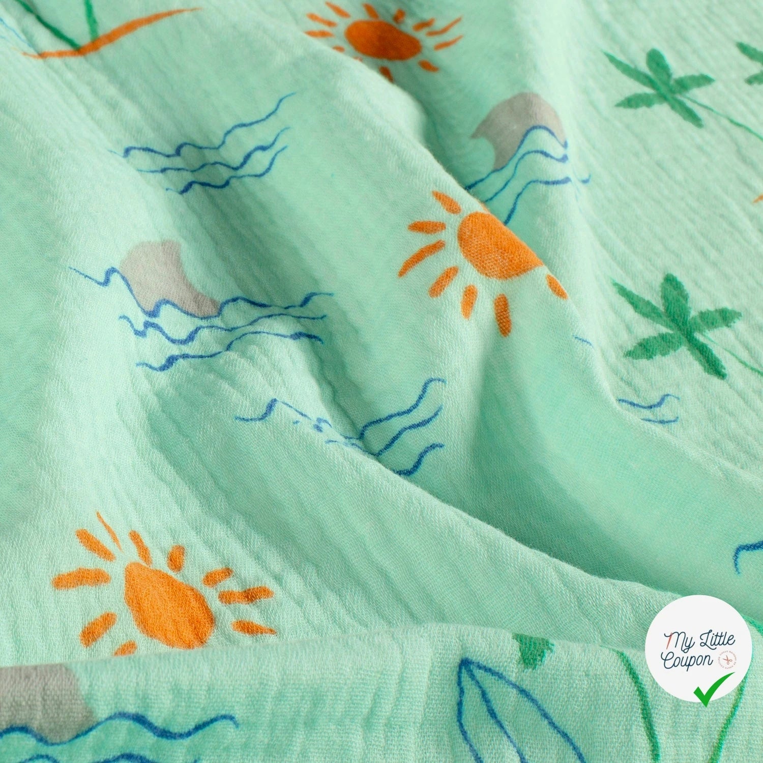 DOUBLE GAZE DE COTON PALMIER MENTHE - My Little Coupon