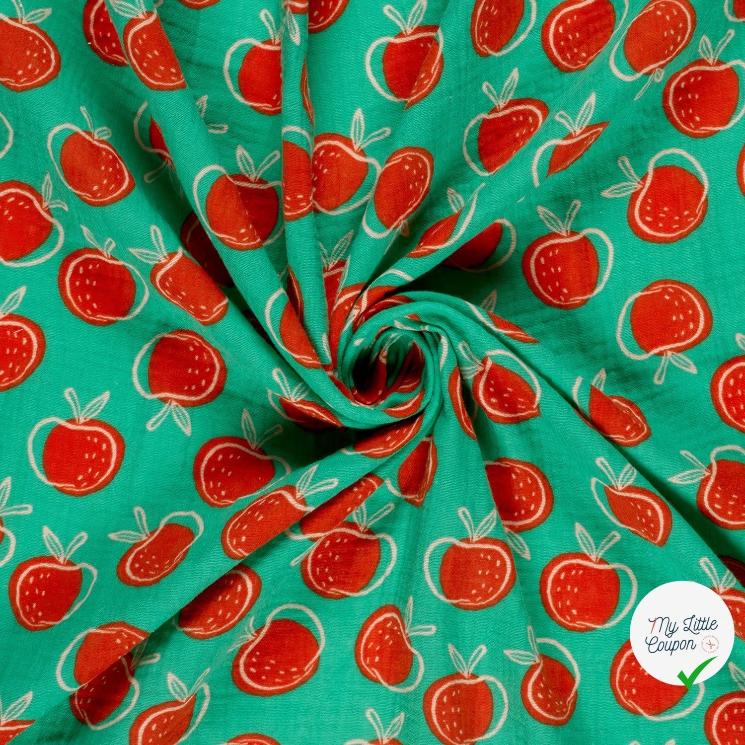 DOUBLE GAZE DE COTON POMMES MENTHE FONCÉE - My Little Coupon