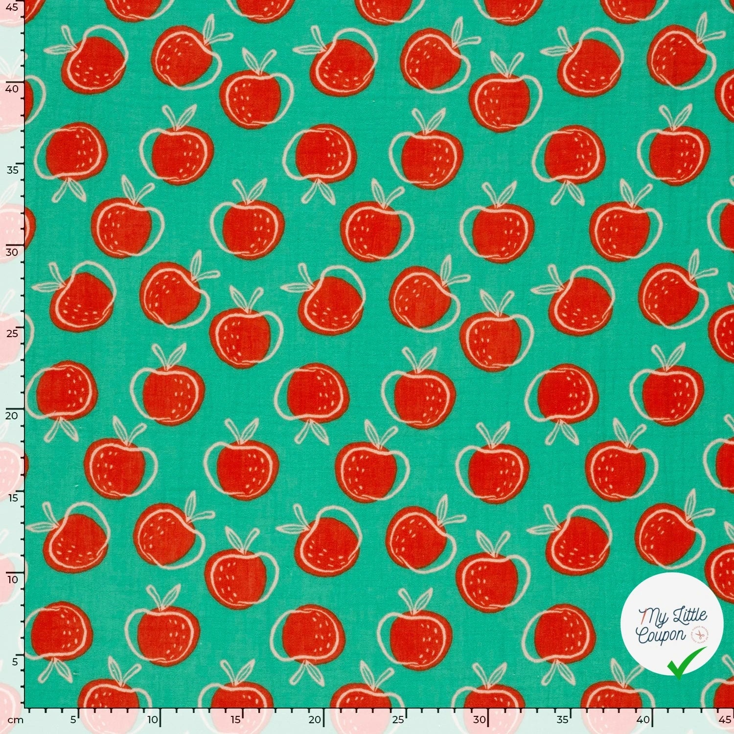 DOUBLE GAZE DE COTON POMMES MENTHE FONCÉE - My Little Coupon