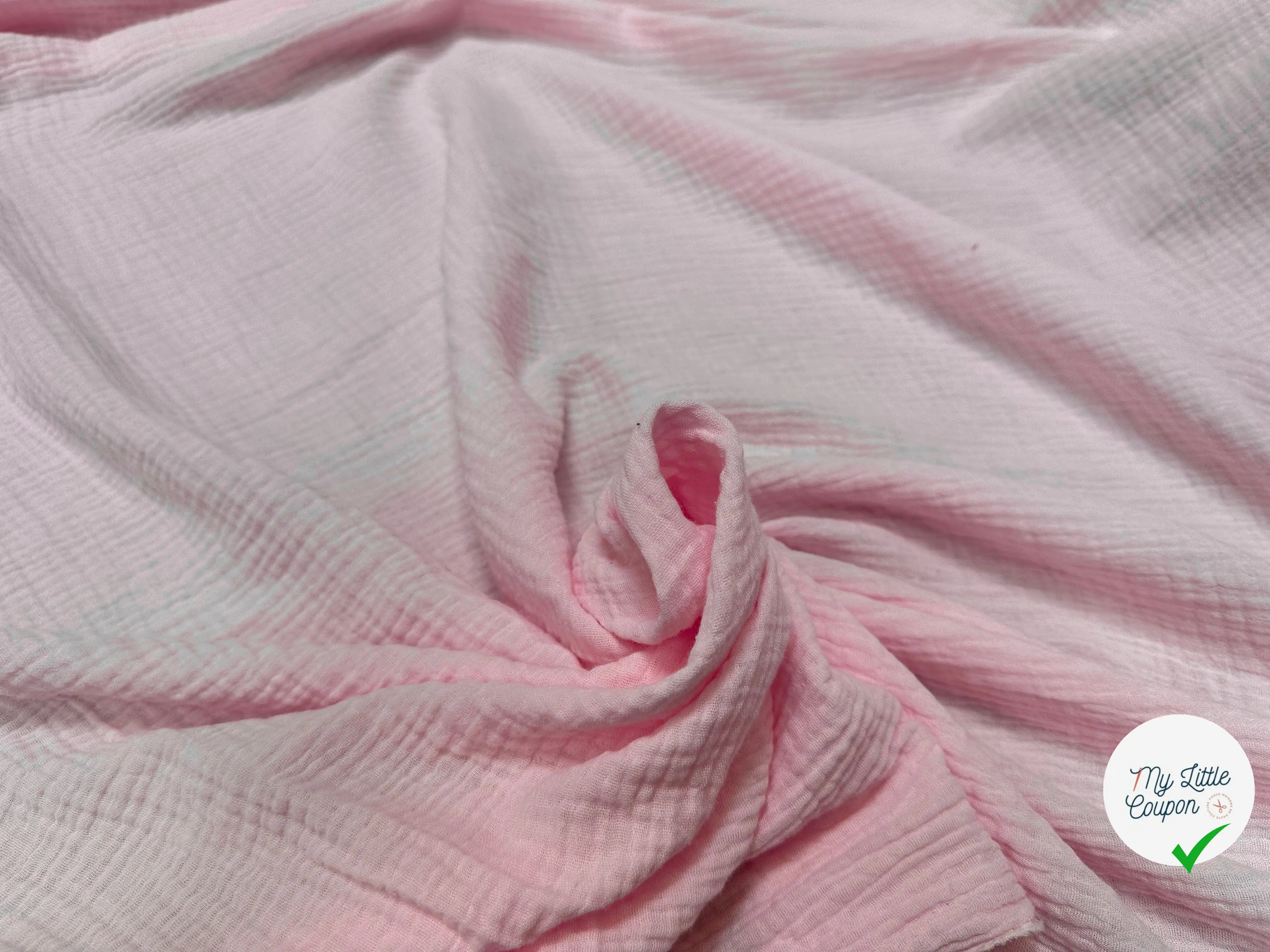 DOUBLE GAZE DE COTON ROSE BONBON UNIE - My Little Coupon