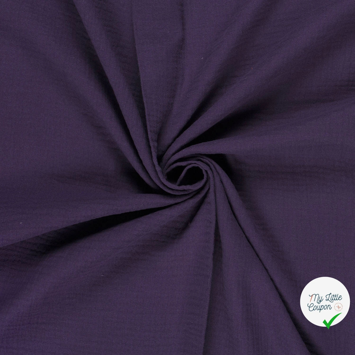 Double gaze de coton unie aubergine
