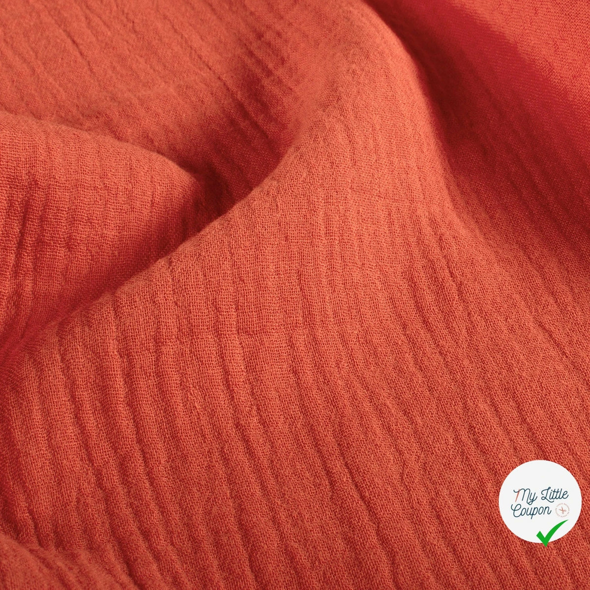 DOUBLE GAZE DE COTON UNIE CORAIL - My Little Coupon