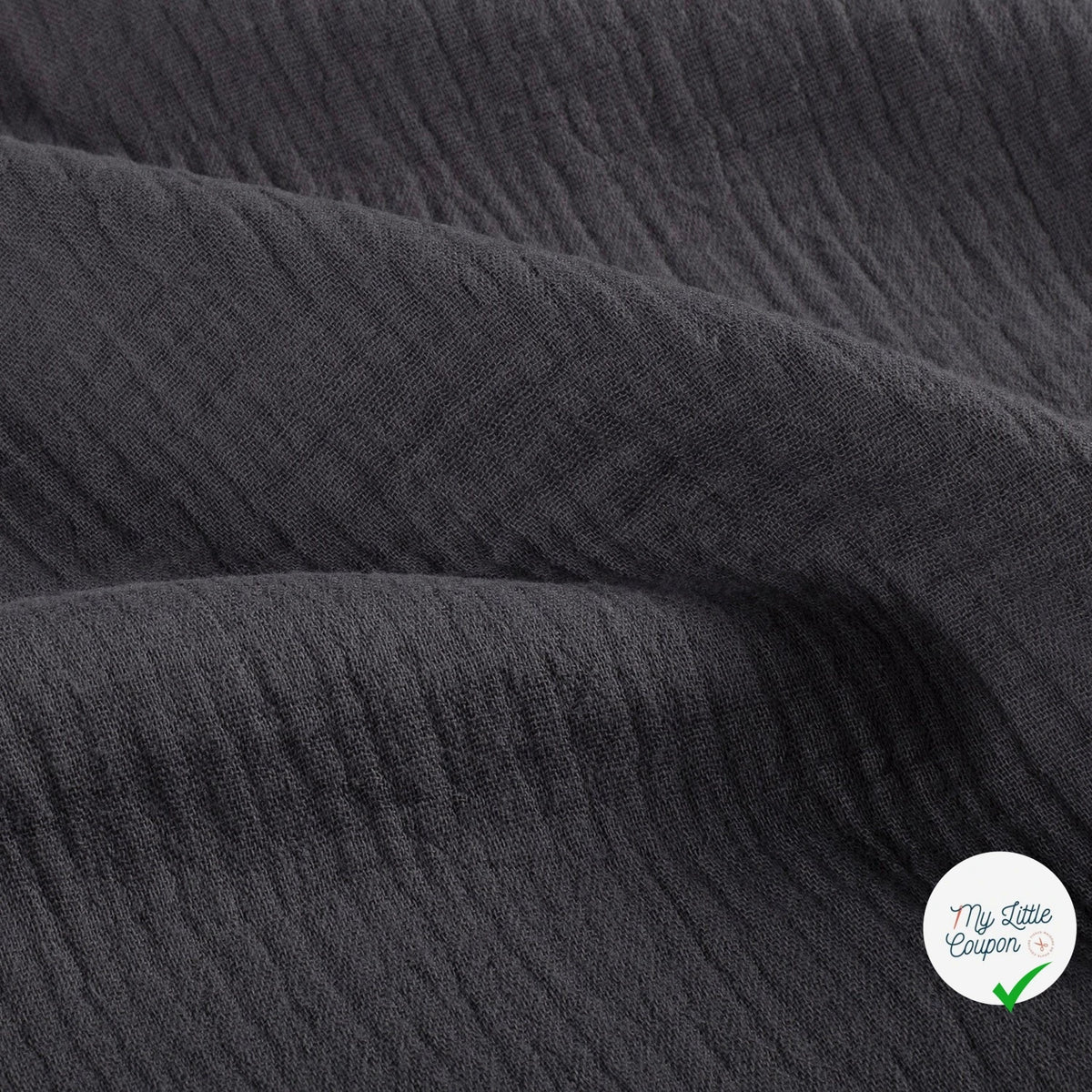 DOUBLE GAZE DE COTON UNIE GRIS FONCÉ - My Little Coupon