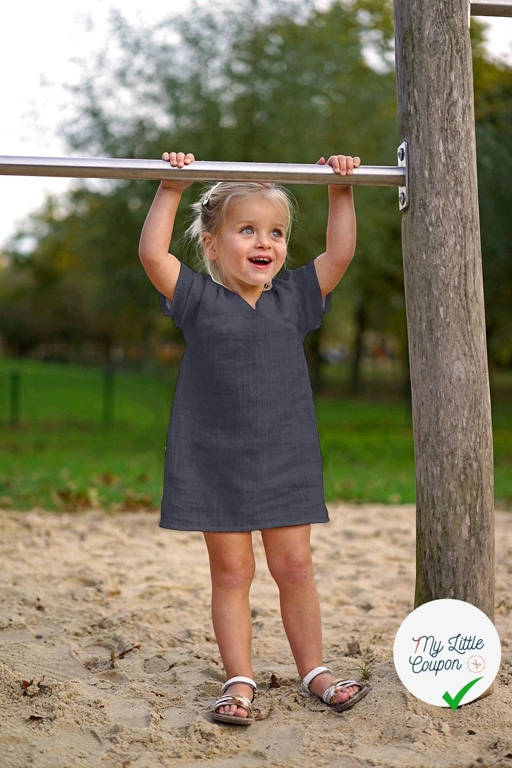 DOUBLE GAZE DE COTON UNIE GRIS FONCÉ - My Little Coupon