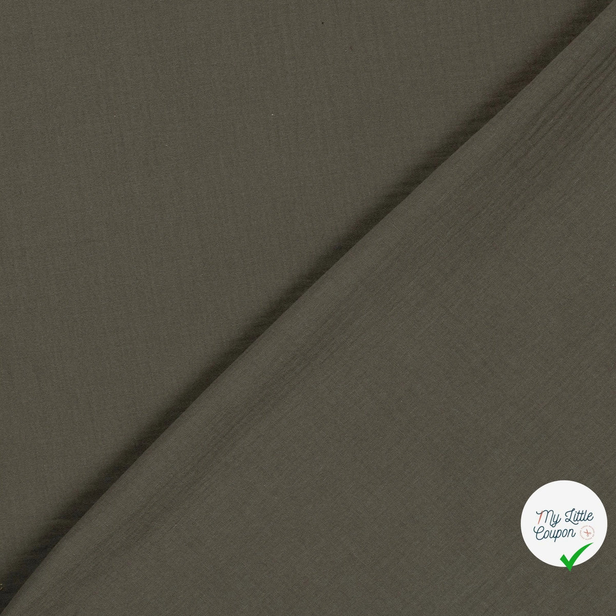 Double gaze de coton unie gris kaki