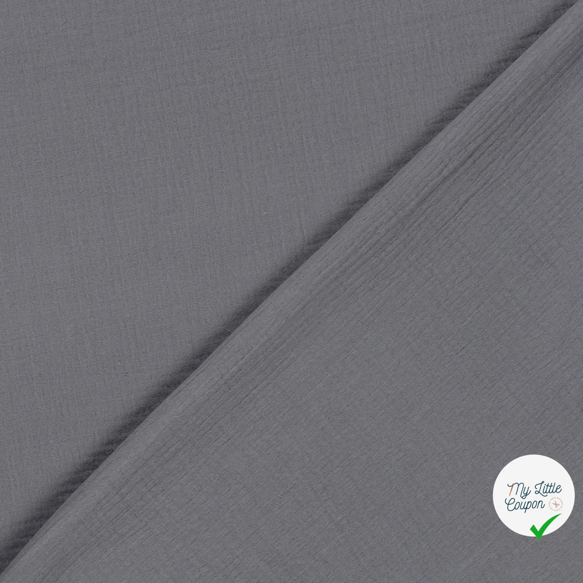 DOUBLE GAZE DE COTON UNIE GRIS - My Little Coupon