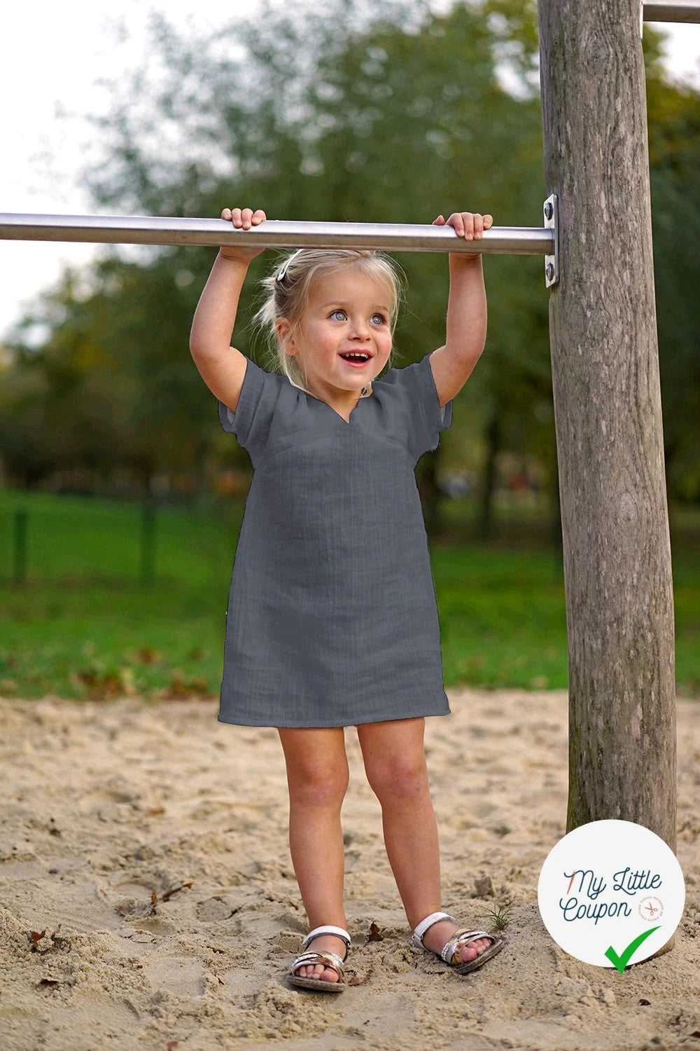 DOUBLE GAZE DE COTON UNIE GRIS - My Little Coupon