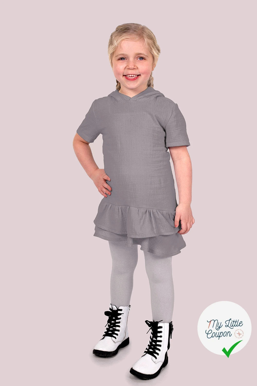 DOUBLE GAZE DE COTON UNIE GRIS TAUPE - My Little Coupon