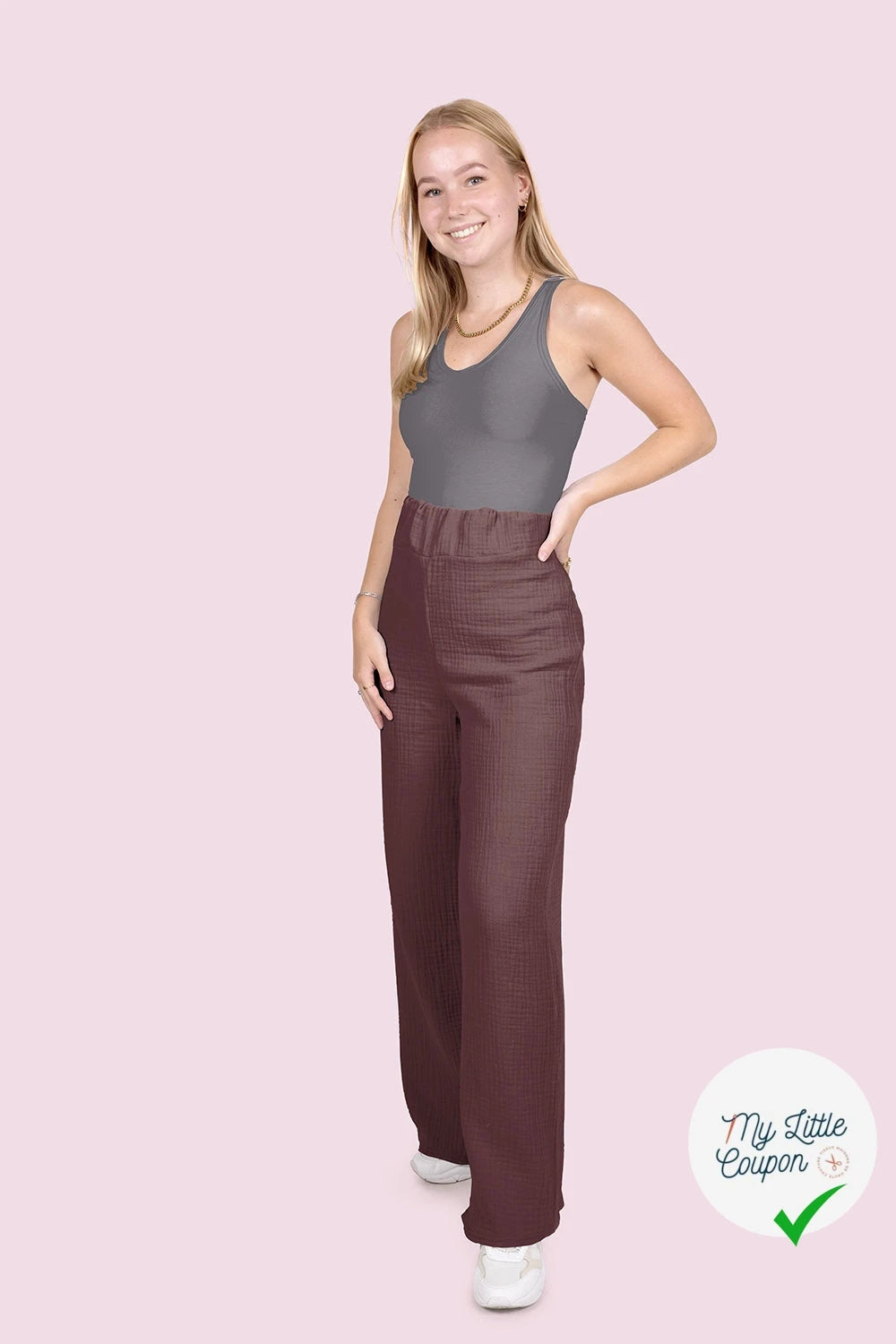 DOUBLE GAZE DE COTON UNIE MAUVE - My Little Coupon