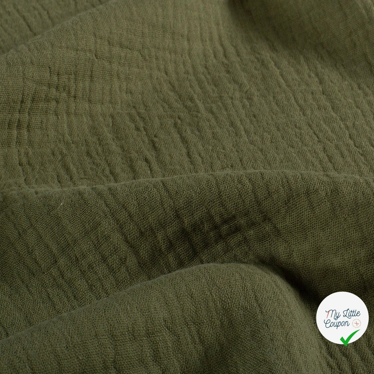 DOUBLE GAZE DE COTON UNIE VERT FORÊT - My Little Coupon