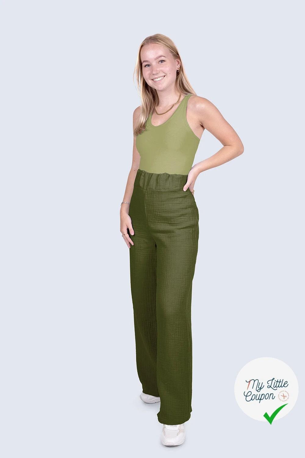 DOUBLE GAZE DE COTON UNIE VERT FORÊT - My Little Coupon