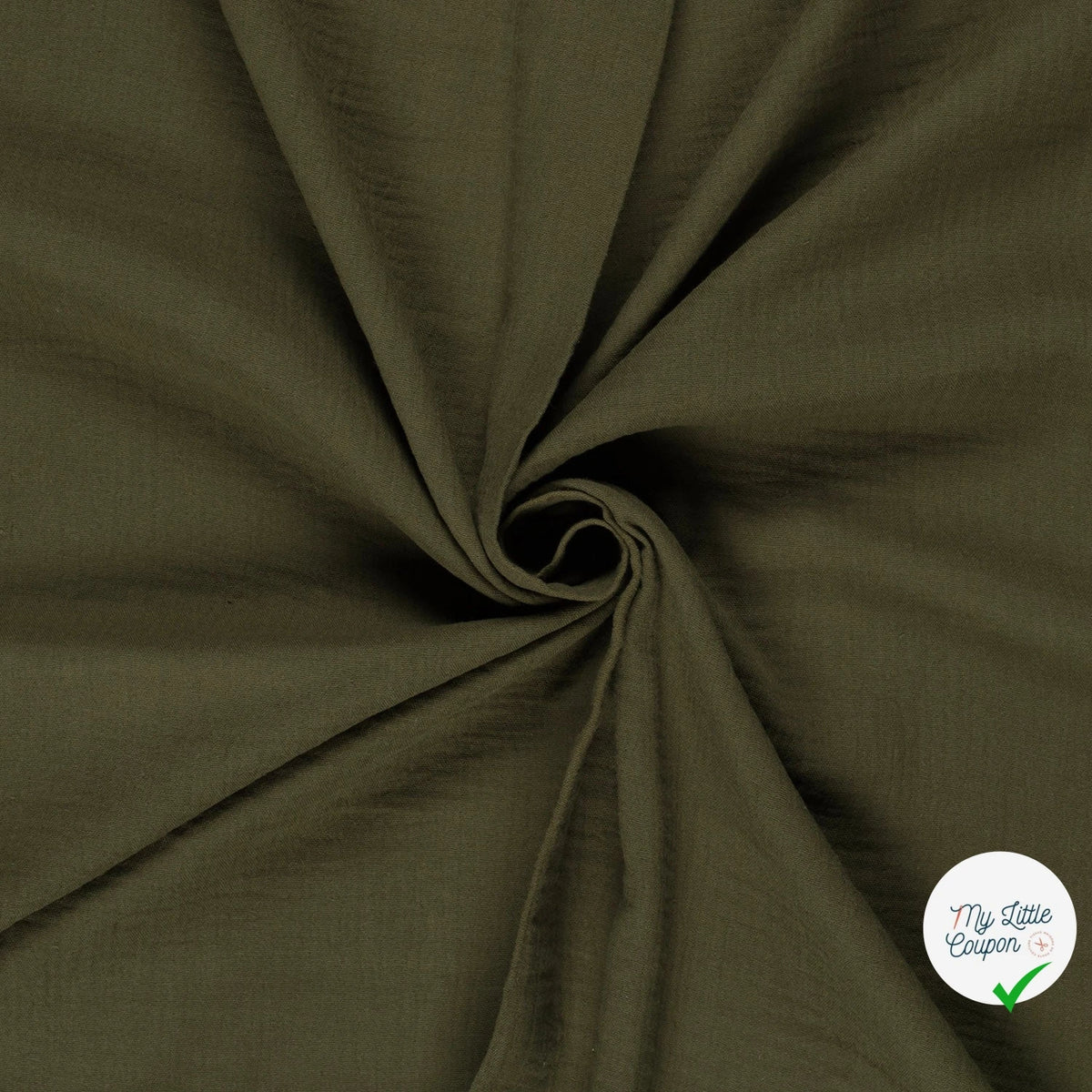 DOUBLE GAZE DE COTON UNIE VERT KAKI - My Little Coupon
