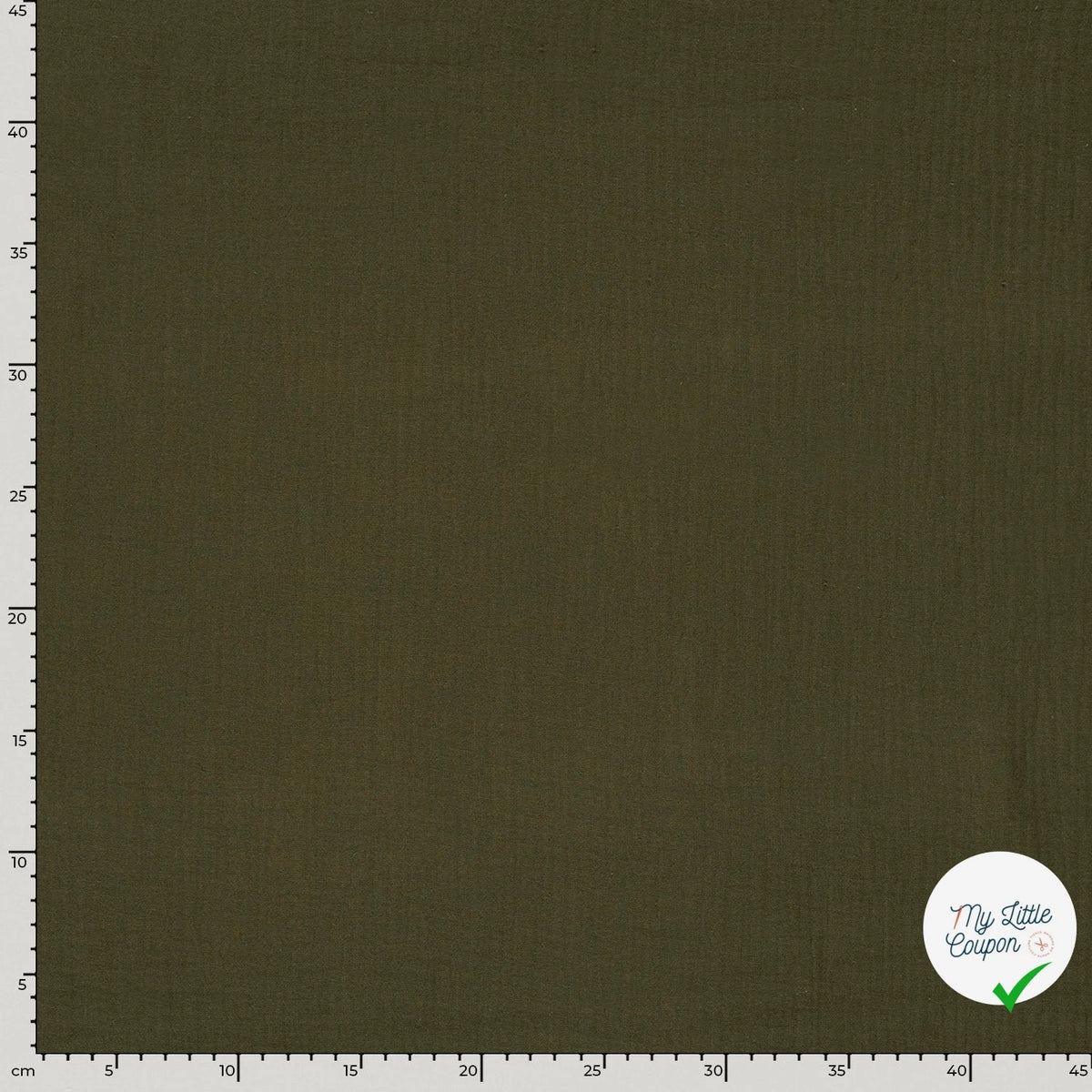 DOUBLE GAZE DE COTON UNIE VERT KAKI - My Little Coupon