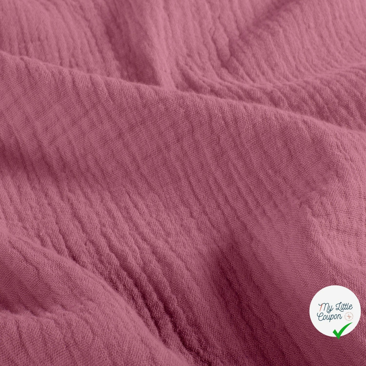 Double gaze de coton unie vieux rose