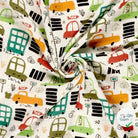 DOUBLE GAZE DE COTON VÉHICULES BLANC CASSÉ - My Little Coupon