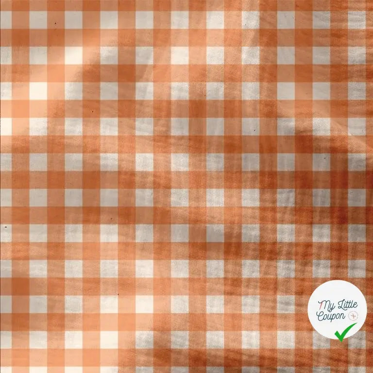 DOUBLE GAZE GAUFREE VICHY CLEMENTINE / BLANC CASSE 125 - My Little Coupon