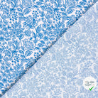 DOUBLE GAZE TISSU IMPRIMÉ FLEURS INDIGO - My Little Coupon