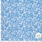 DOUBLE GAZE TISSU IMPRIMÉ FLEURS INDIGO - My Little Coupon