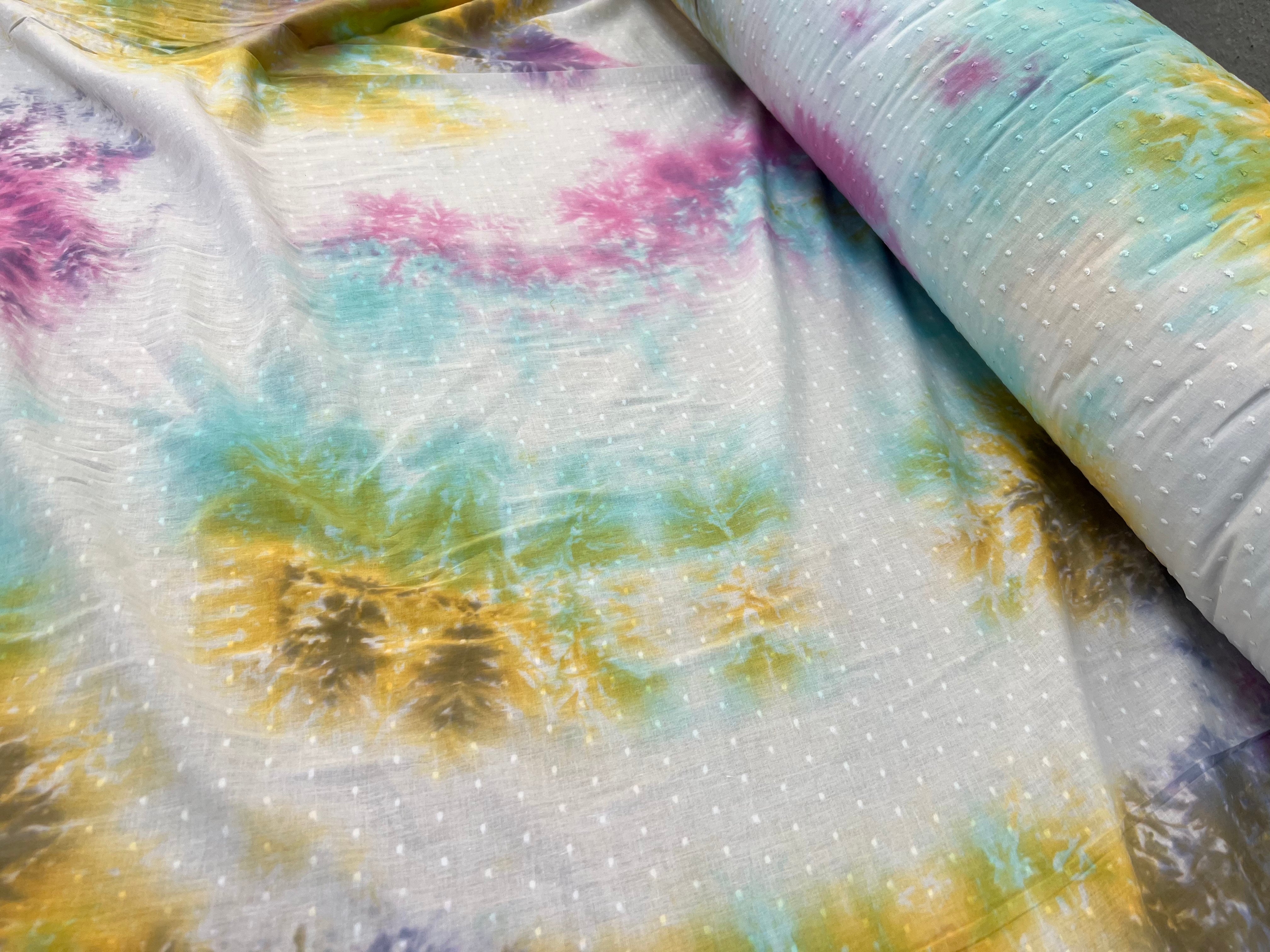 DOUBLE GAZE TYE AND DYE ARC EN CIEL PLUMETIS COTON ORGANIQUE CERTIFICATION GOTS - My Little Coupon