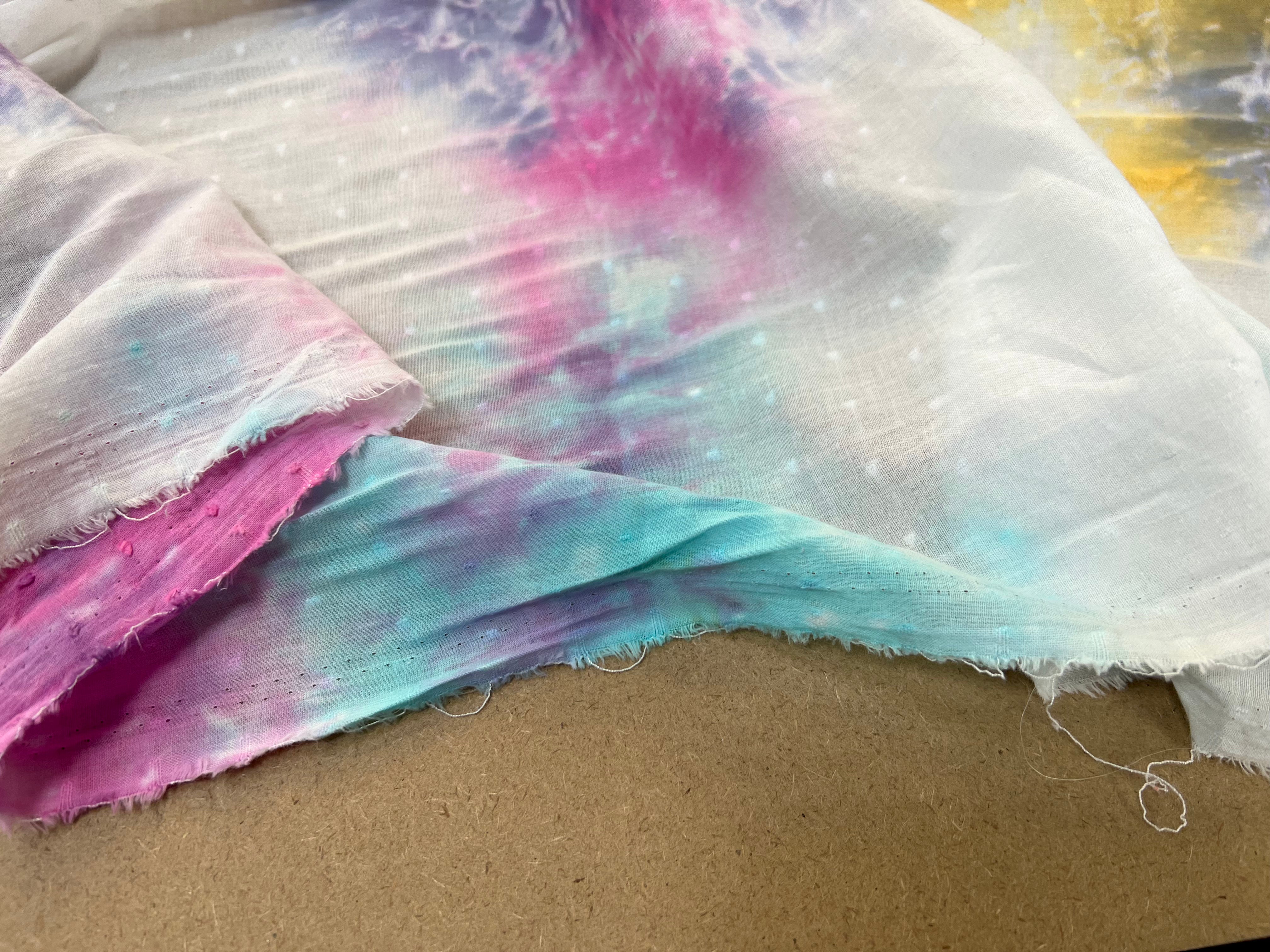 DOUBLE GAZE TYE AND DYE ARC EN CIEL PLUMETIS COTON ORGANIQUE CERTIFICATION GOTS - My Little Coupon