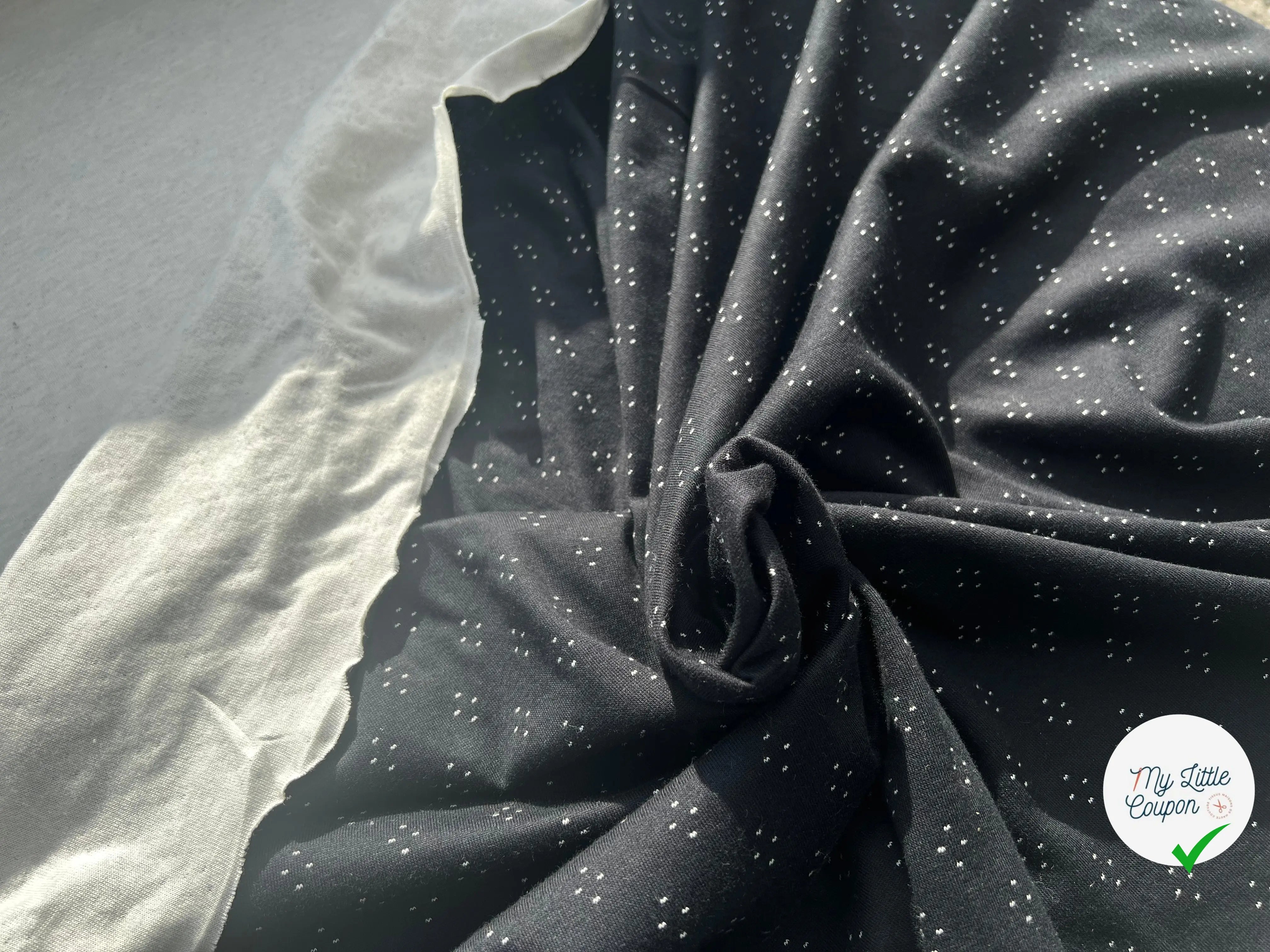 DOUBLE JERSEY LOSANGE NOIR SUR ÉCRU - My Little Coupon