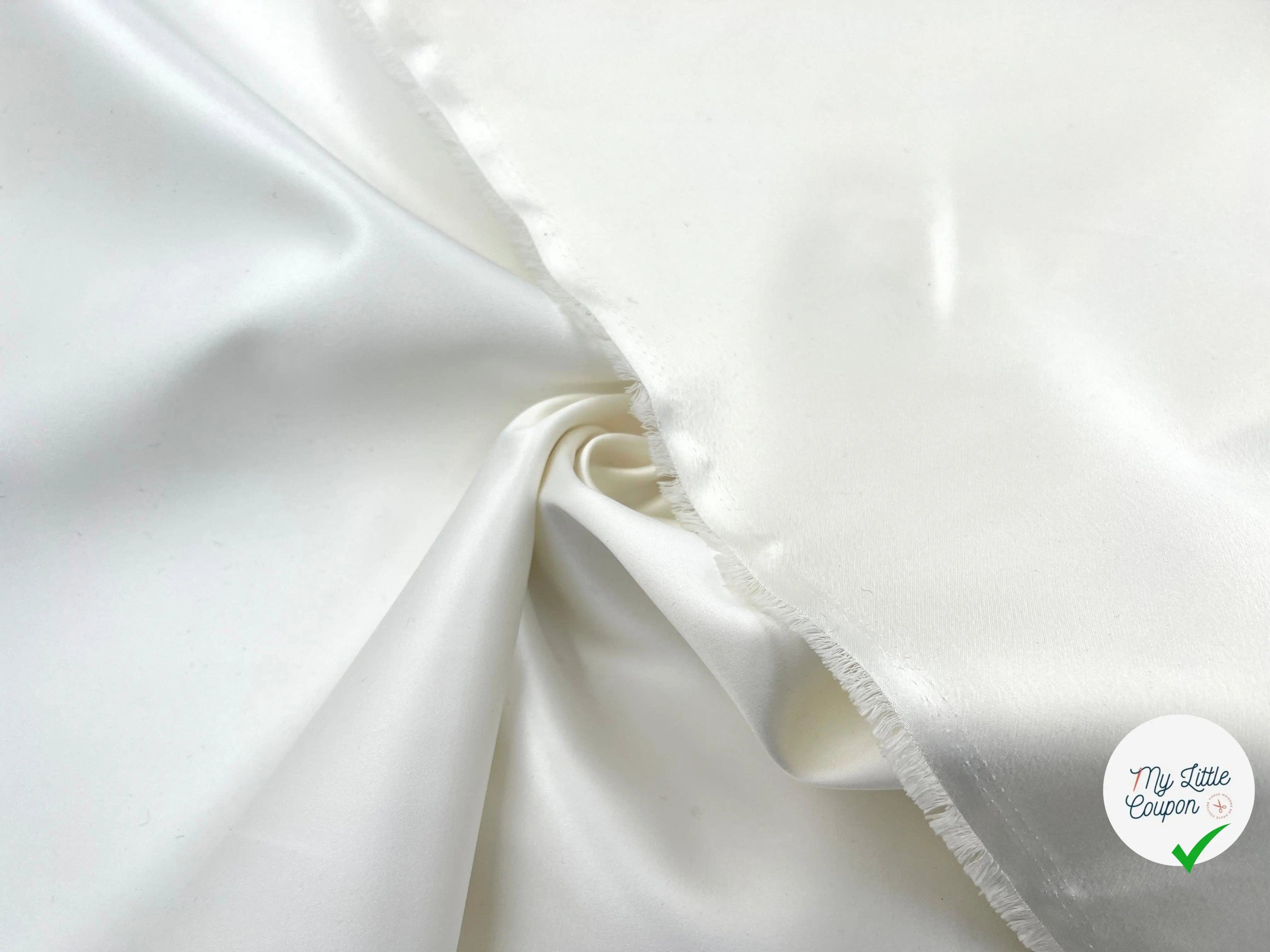 DOUBLE SATIN RICHE CONTRECOLLÉ BLANC RÉVERSIBLE - My Little Coupon - tissu - coudre