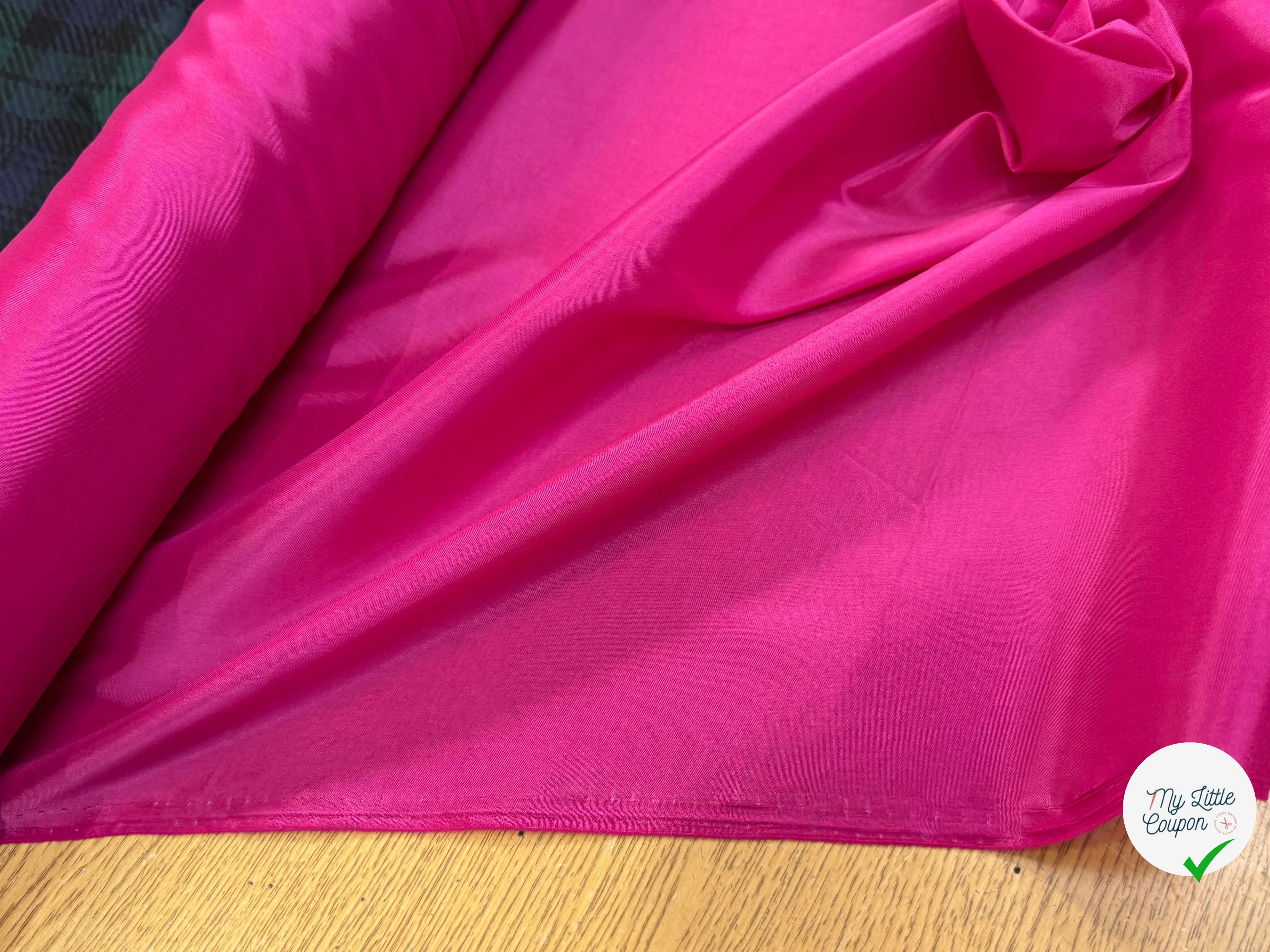 DOUBLURE 62% ACETATE SATINÉE STRETCH FUSCHIA - My Little Coupon