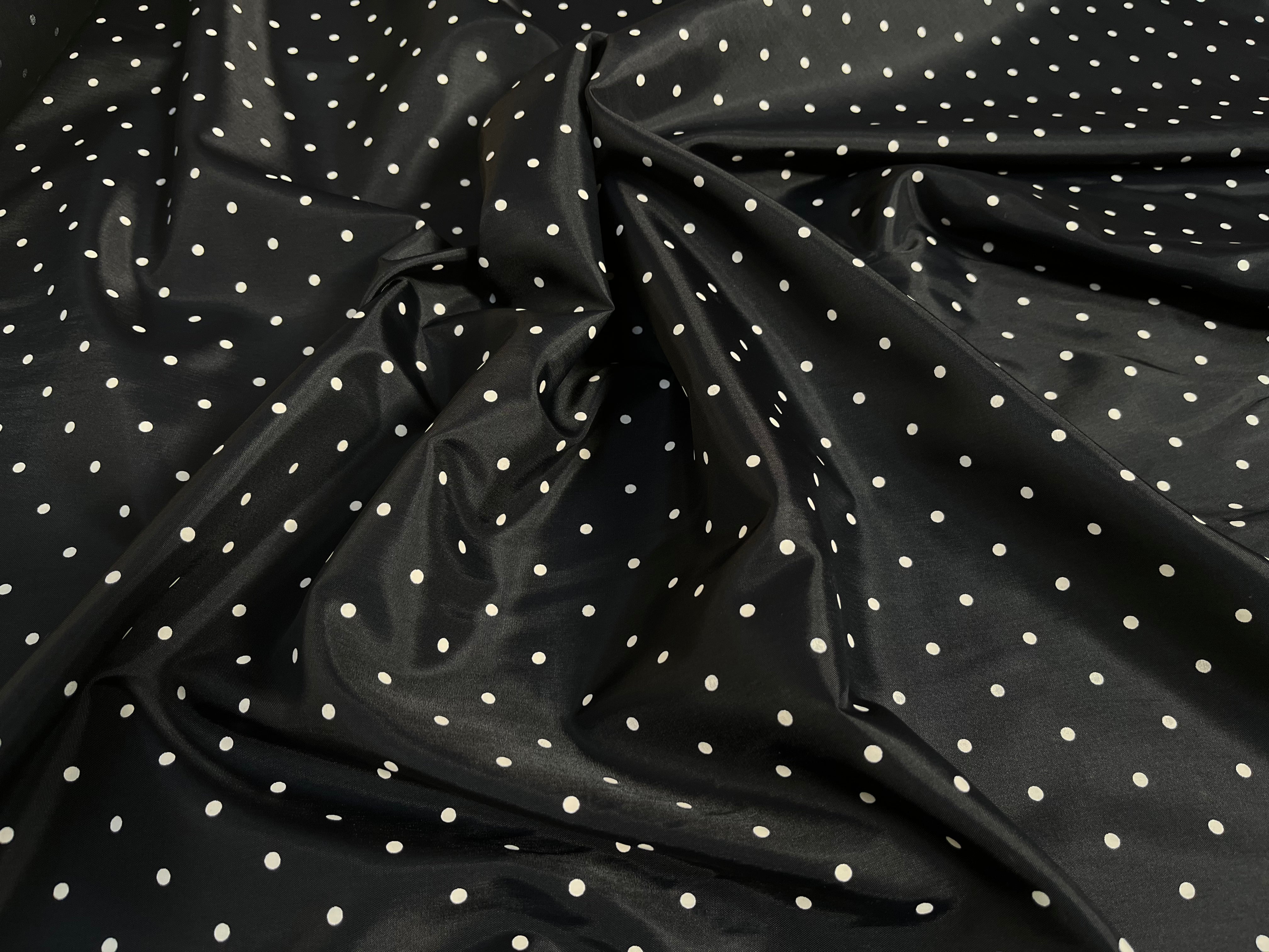 DOUBLURE ACÉTATE BEMBERG ARABEL NOIR POIS BLANC - My Little Coupon