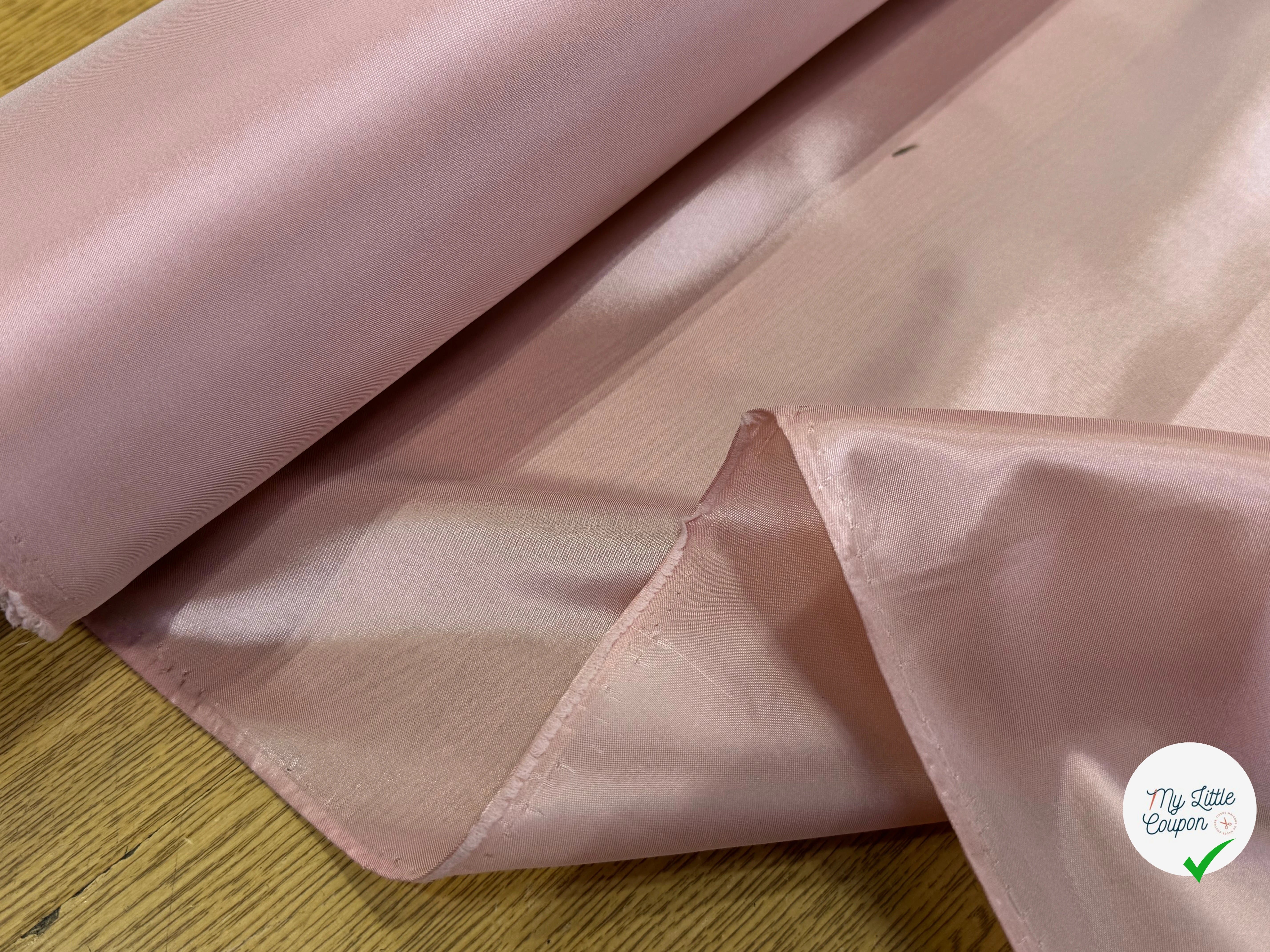 DOUBLURE ACETATE CUPRO LÉGÈREMENT SATINÉ ROSE PLALE ÉCRÉMÉ - My Little Coupon
