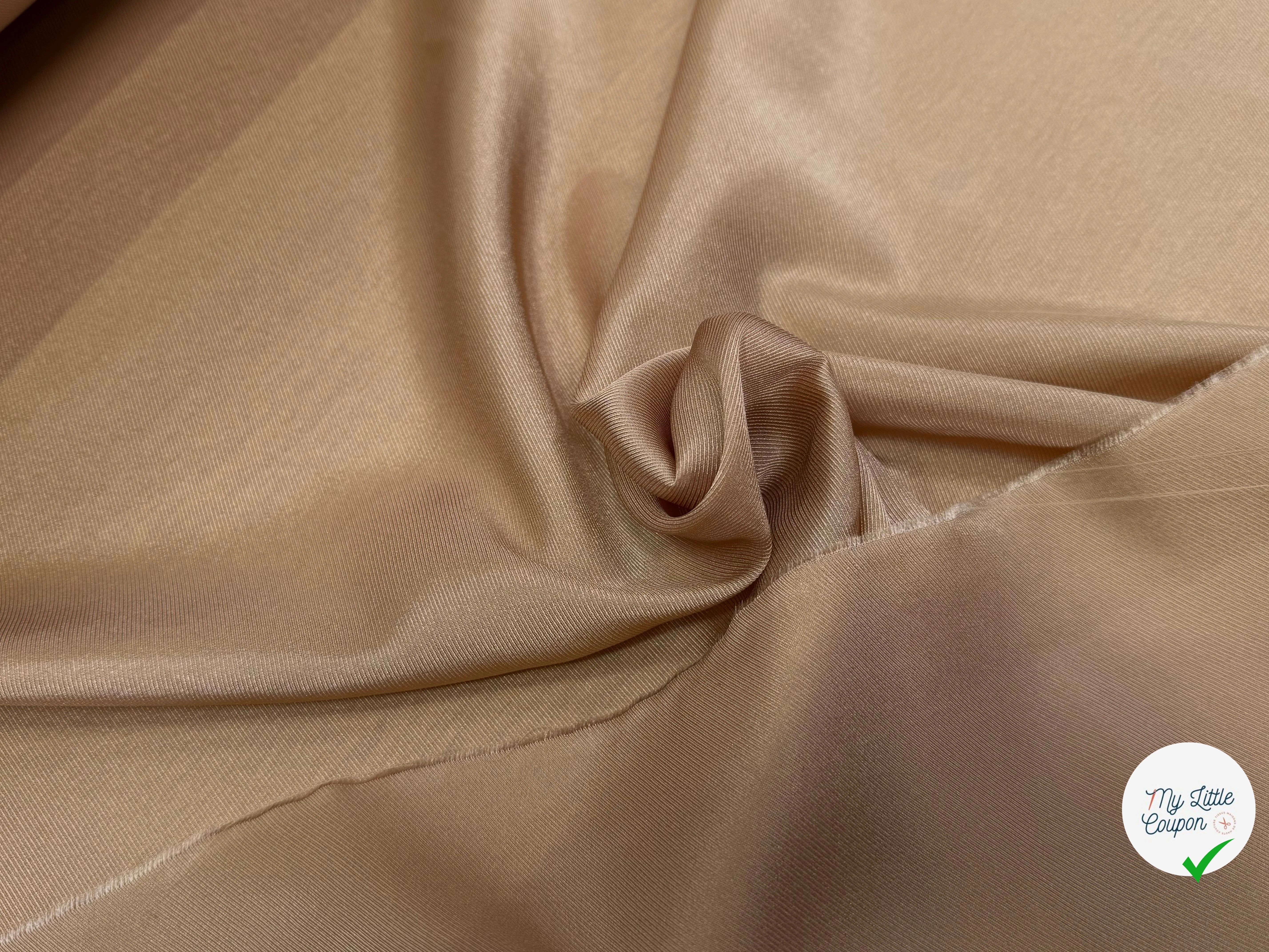DOUBLURE BEIGE MARRONÉ LÉGÈREMENT SATINÉ 68% ACÉTATE - My Little Coupon