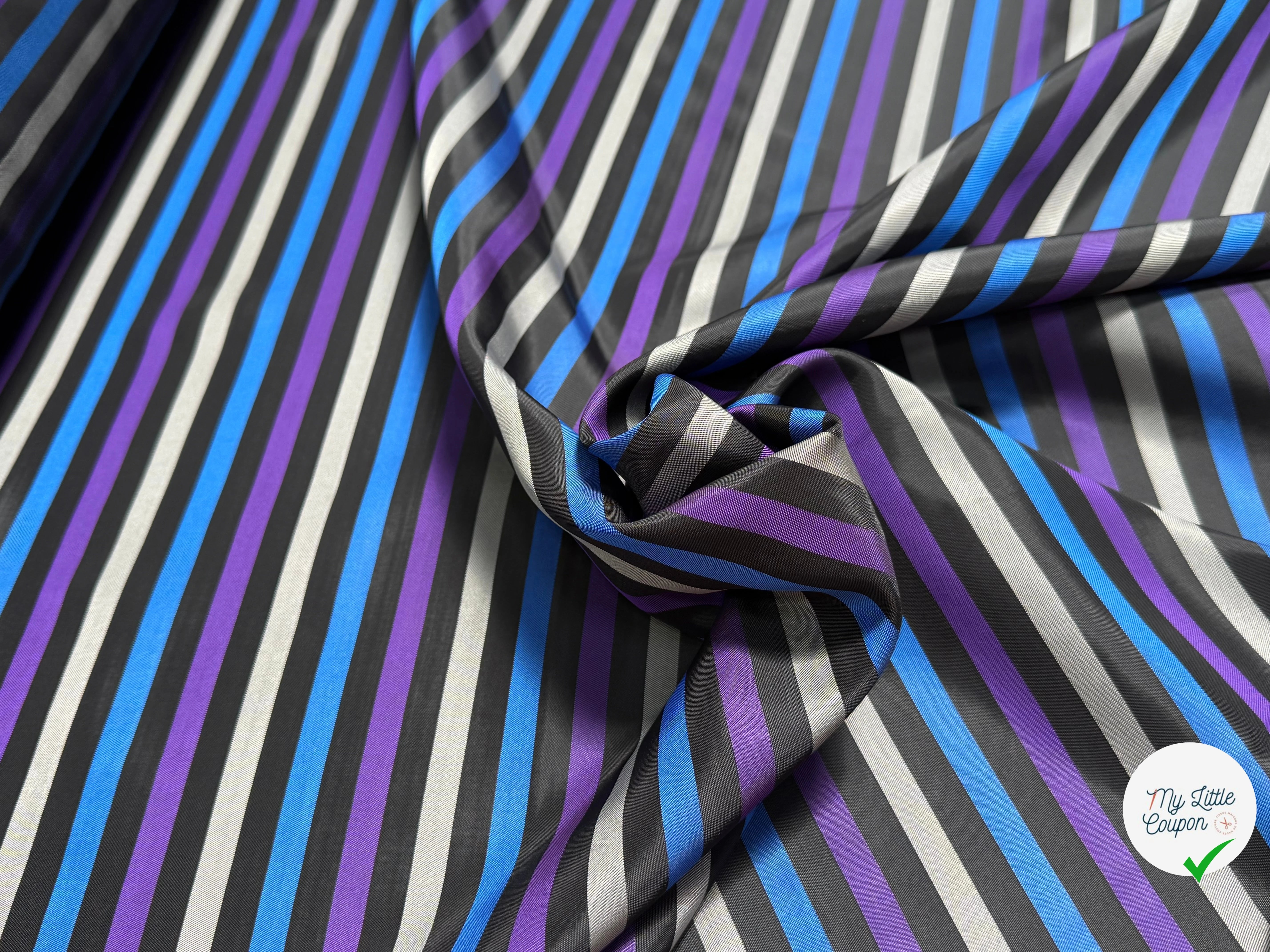 DOUBLURE CUPRO SUPERBE RAYURES MULTICOLORES - My Little Coupon
