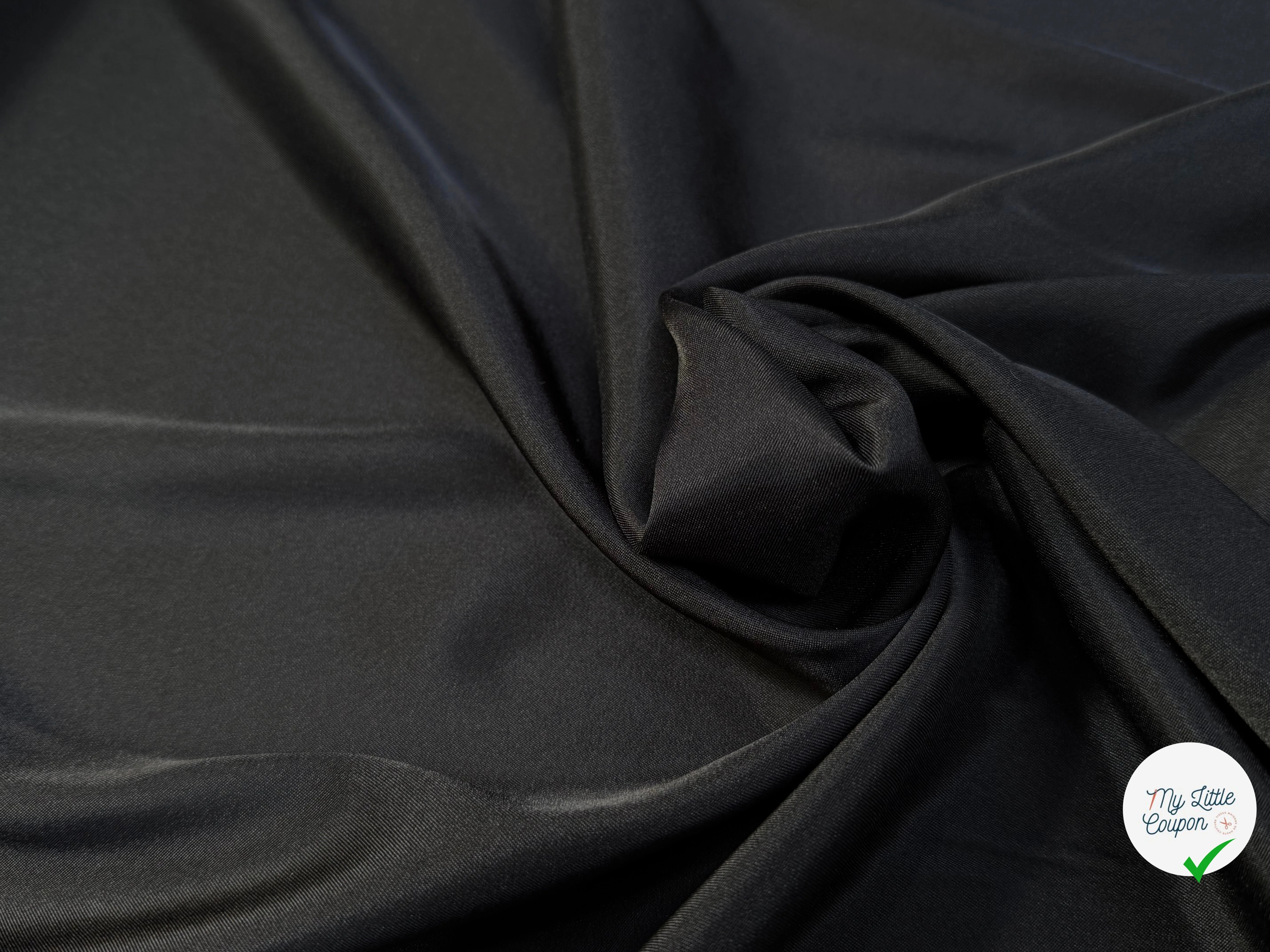 DOUBLURE FLUIDE 68% ACETATE LÉGÈREMENT SATINÉE NOIR PROFOND - My Little Coupon