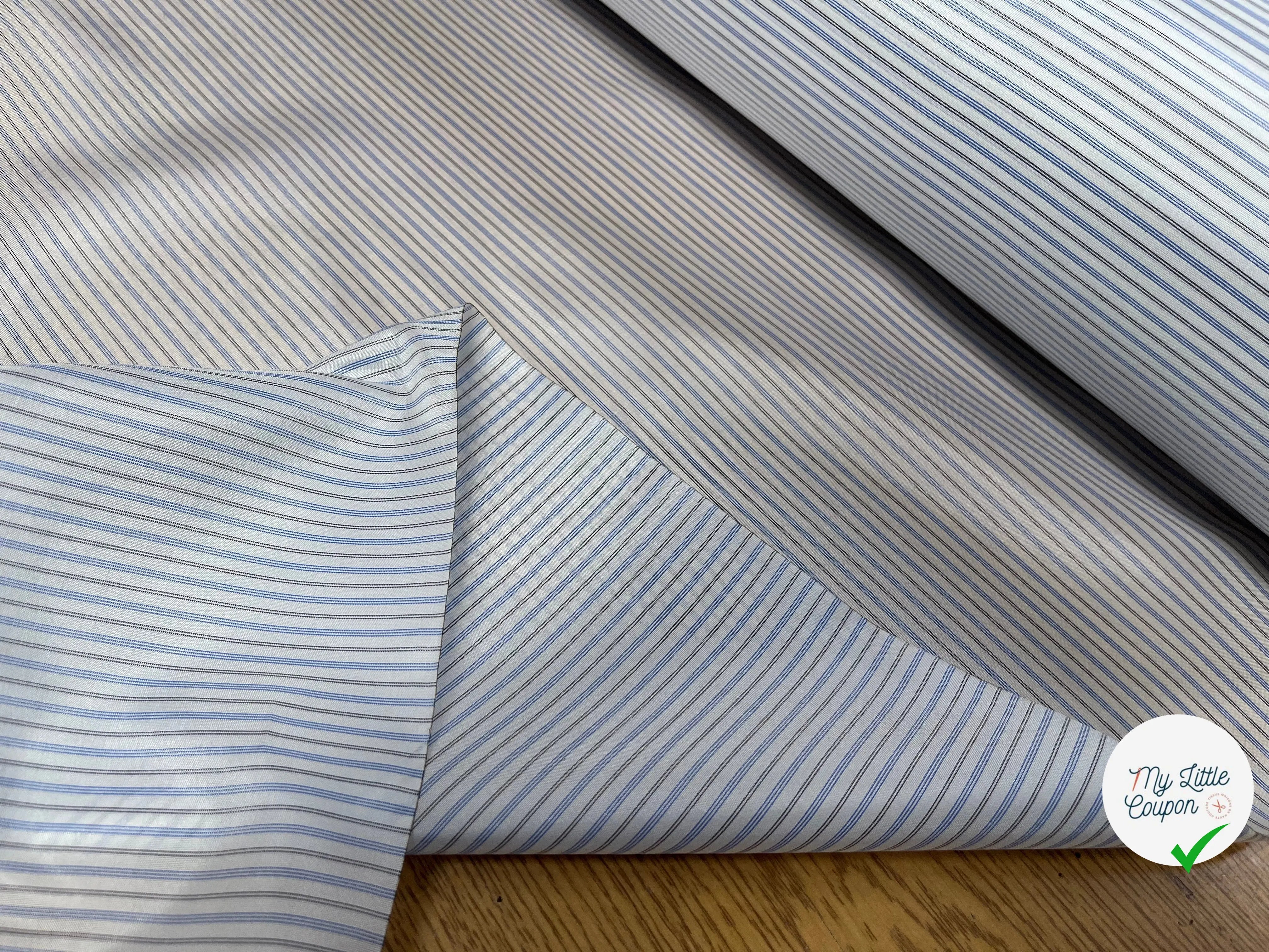 DOUBLURE MIGNONNETTE ACV A RAYURE BLEUE GRISE FOND BLANC - My Little Coupon
