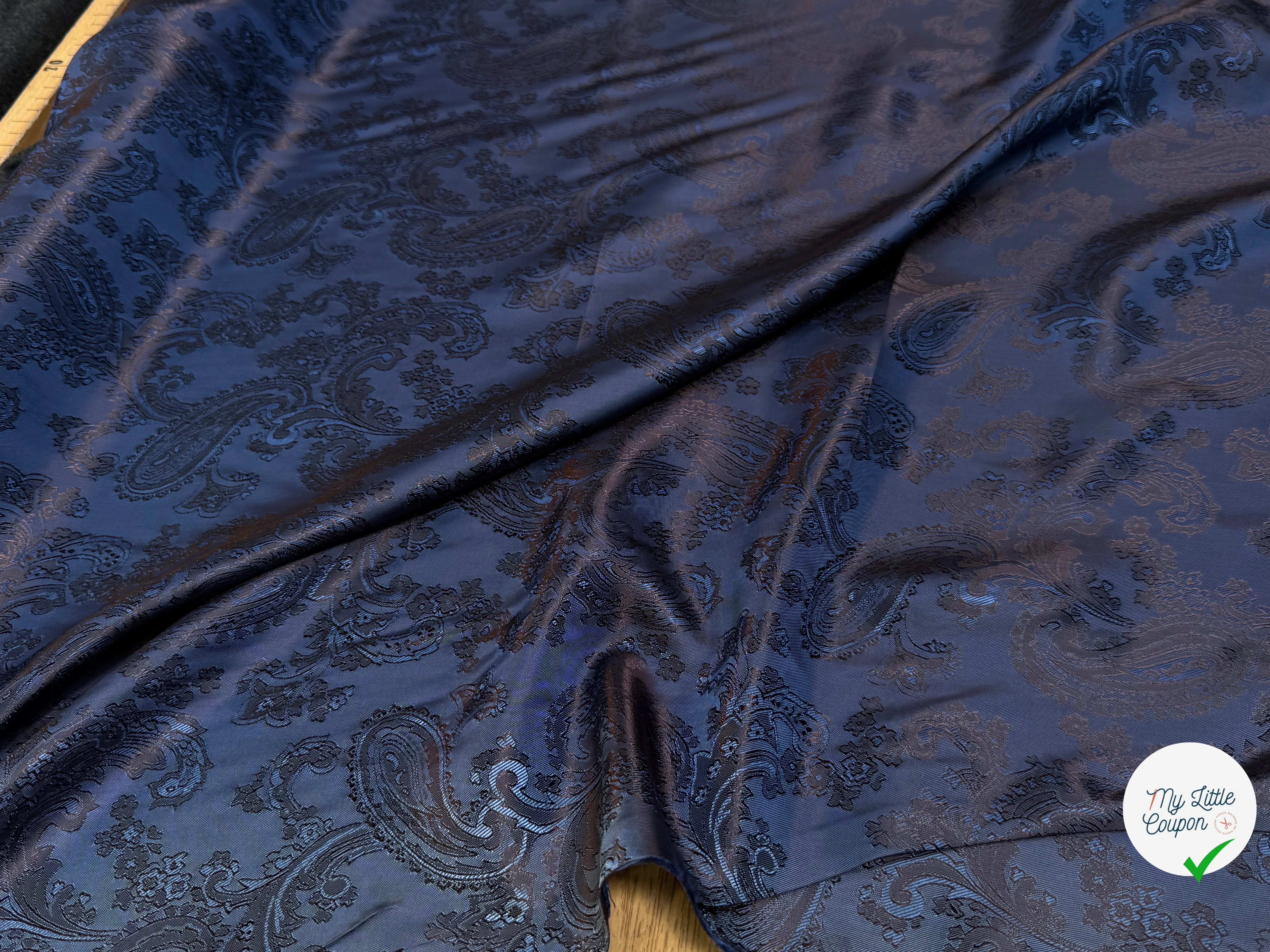 DOUBLURE SATIN IMPRIMÉ FLOREAUX BLEU 58% VISCOSE - My Little Coupon