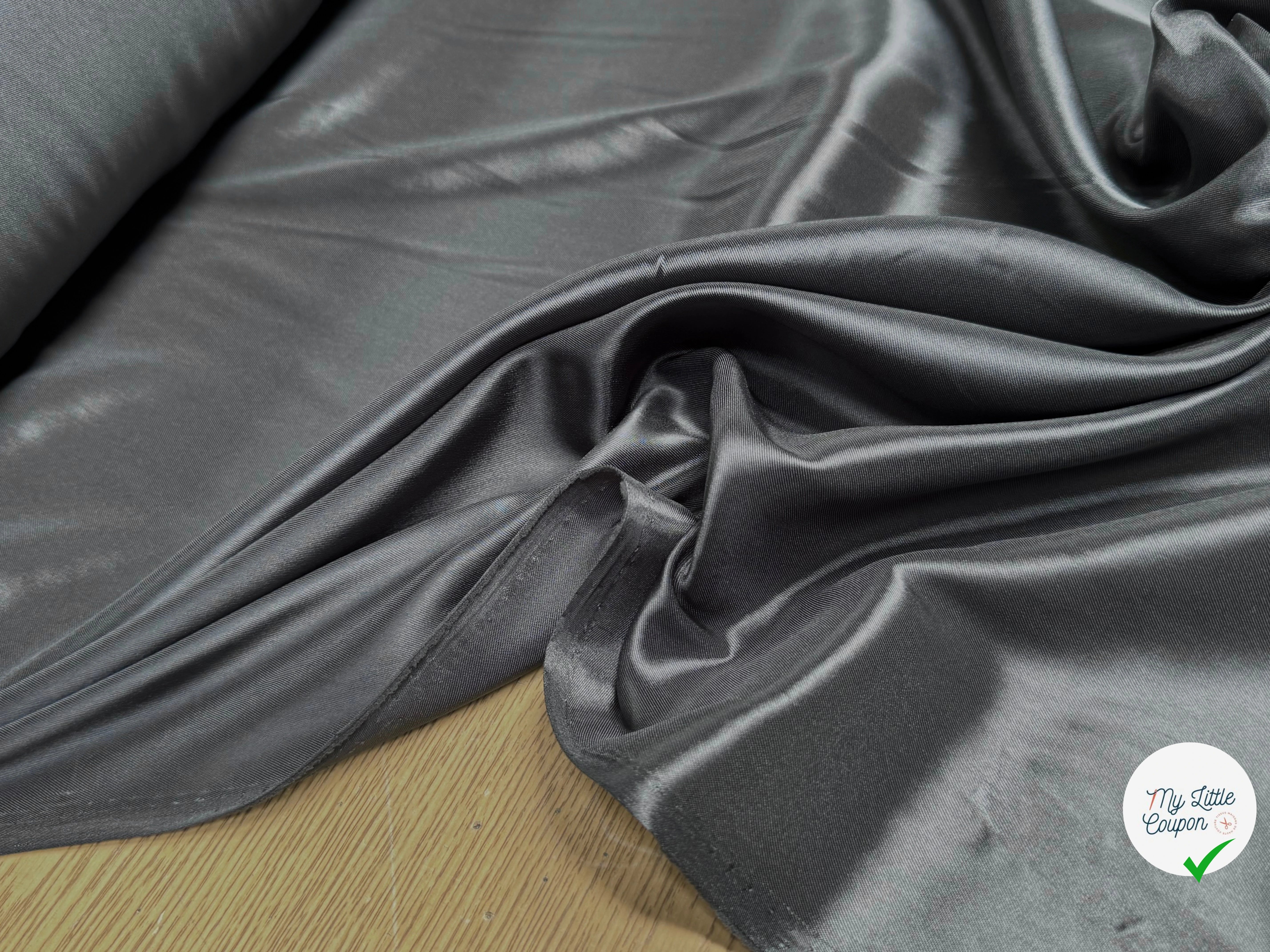 DOUBLURE SATINÉE GRISE ACIER STRETCH 67% ACETATE - My Little Coupon