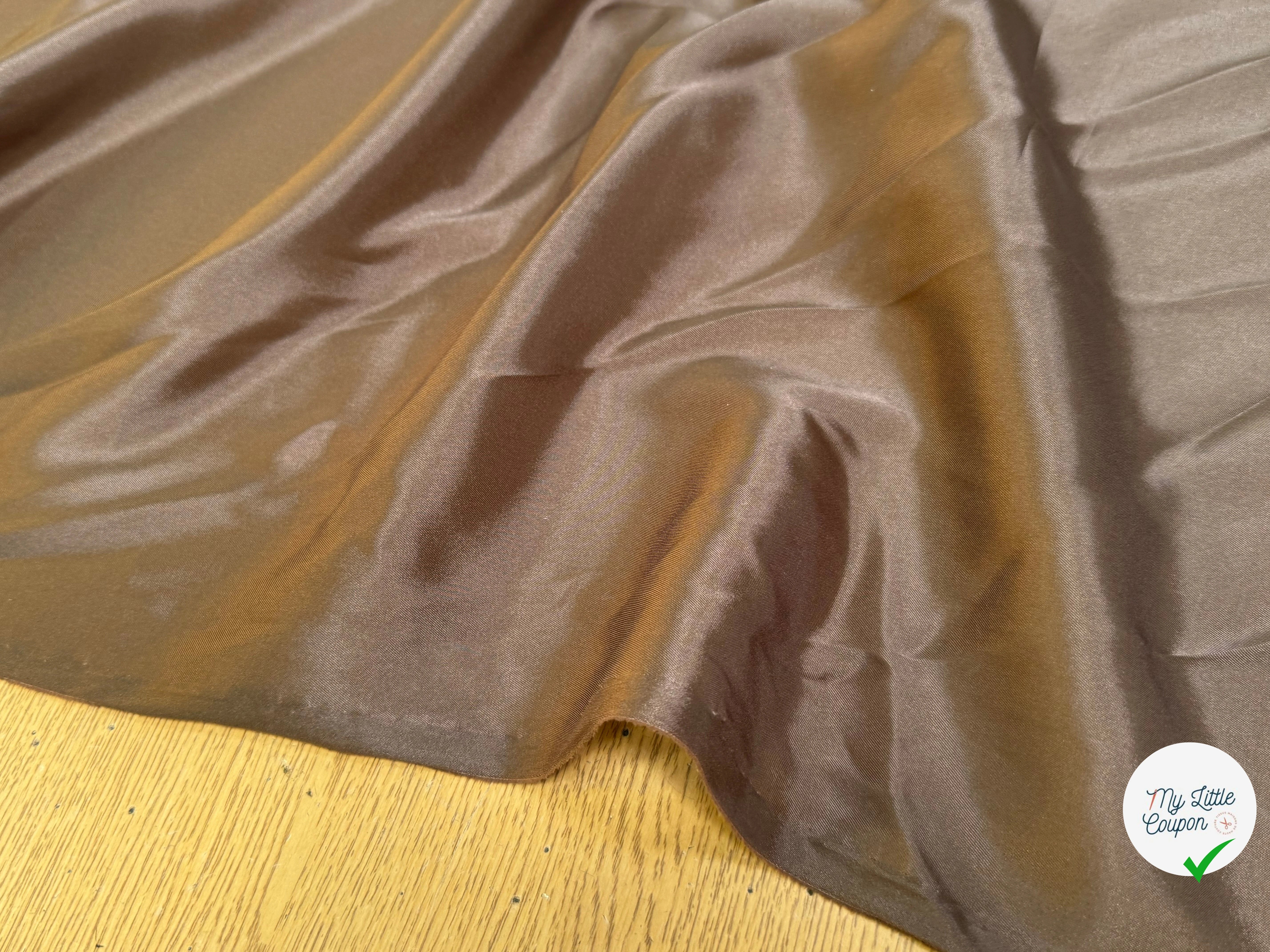 DOUBLURE SATINÉE STRETCH CHOCO MARRON 62% ACETATE - My Little Coupon