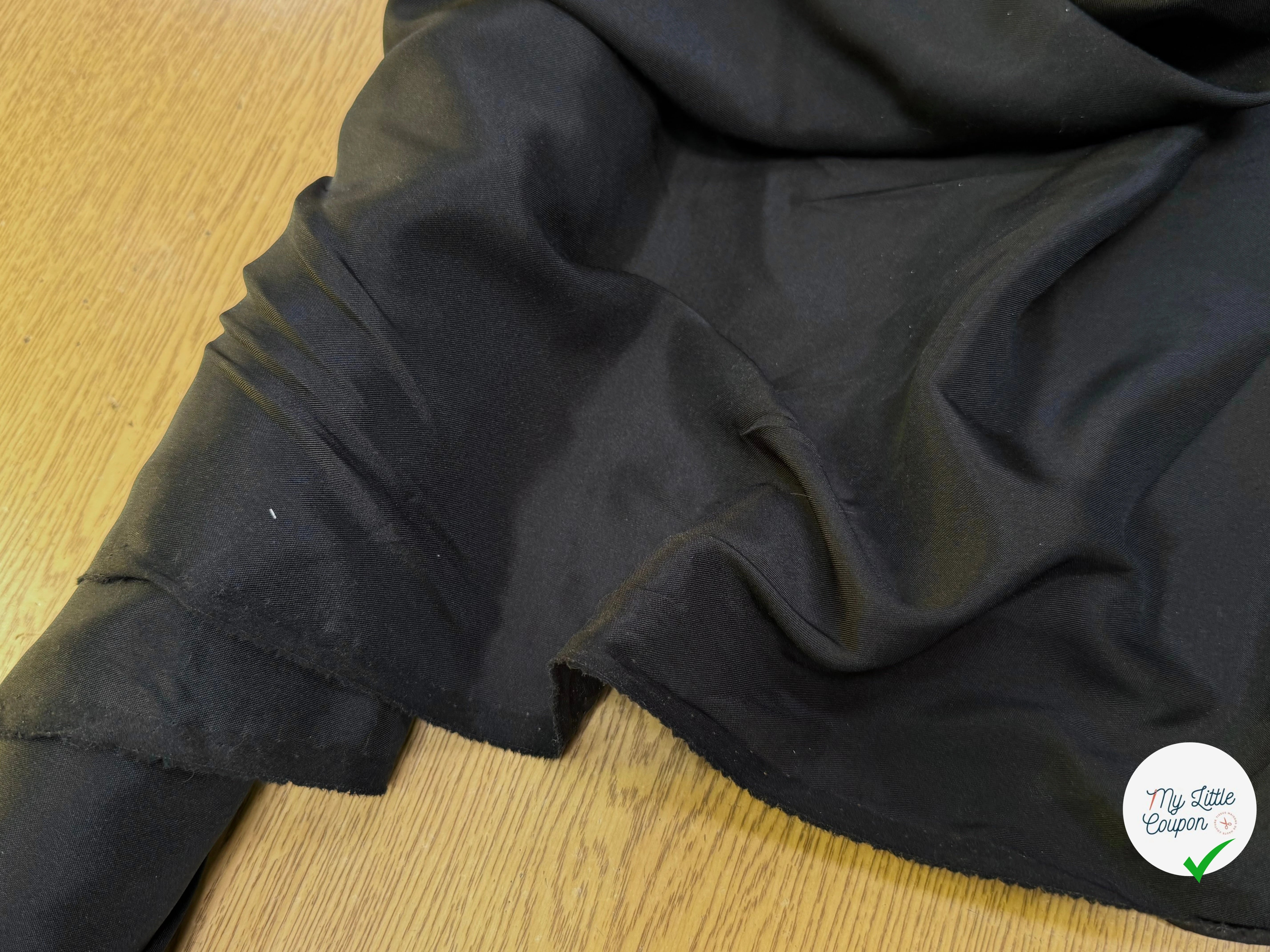 DOUBLURE SATINÉE STRETCH NOIR 62% ACETATE - My Little Coupon