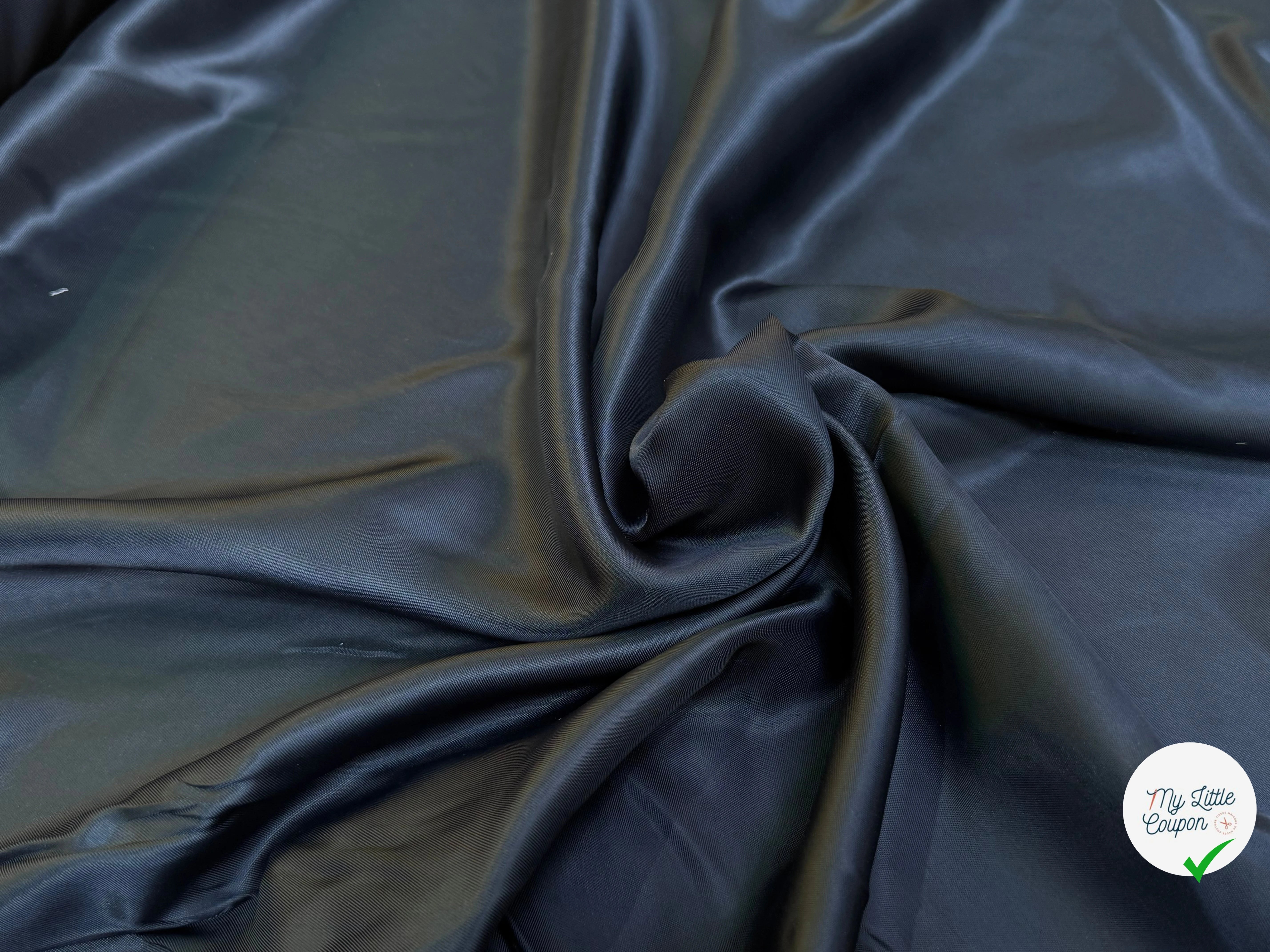 DOUBLURE VISCOSE ACETATE BLEU NUIT LÉGÈREMENT SATINÉE - My Little Coupon