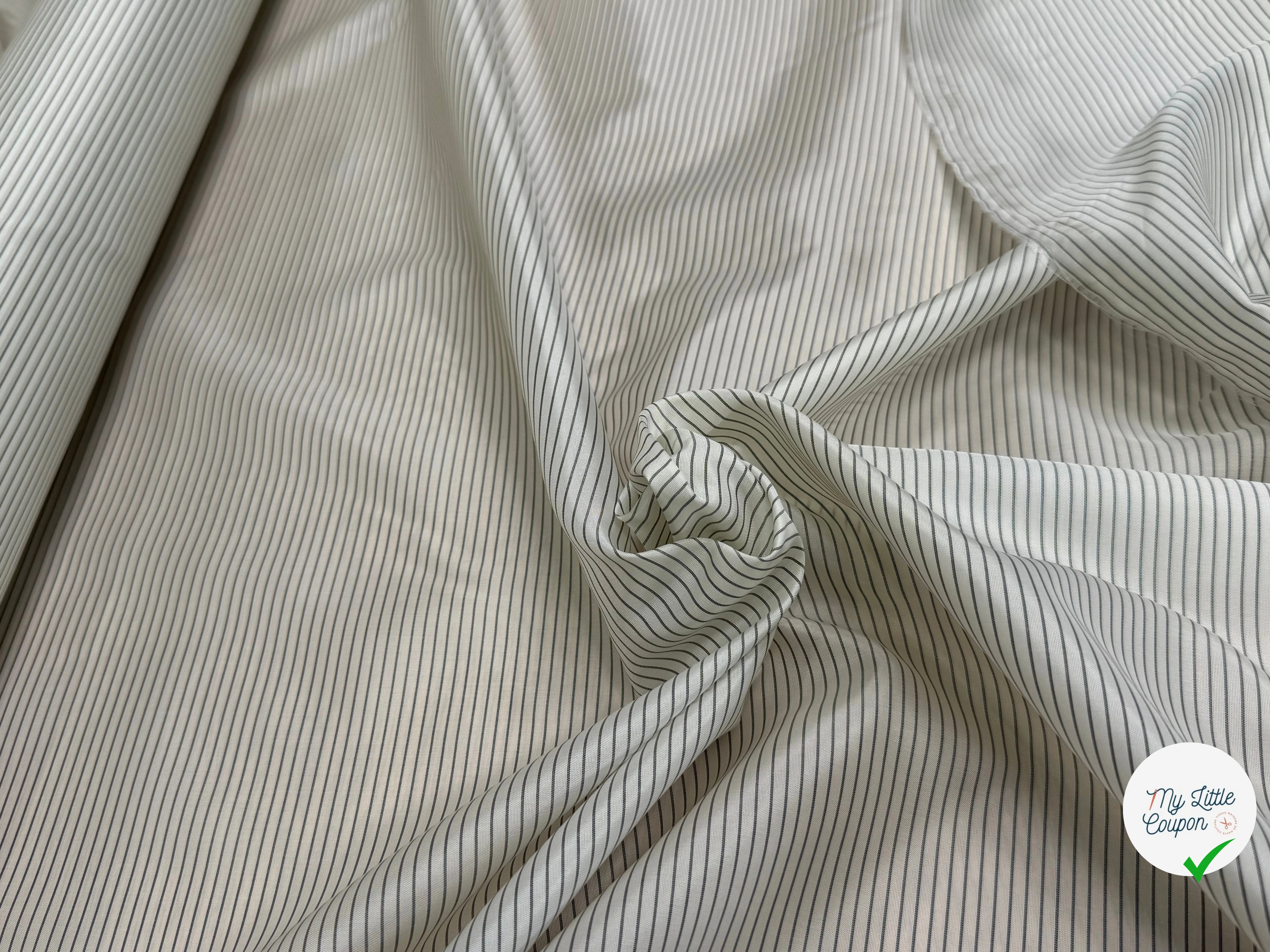 DOUBLURE VISCOSE FINES RAYURES 80% VISCOSE ÉCRU - My Little Coupon
