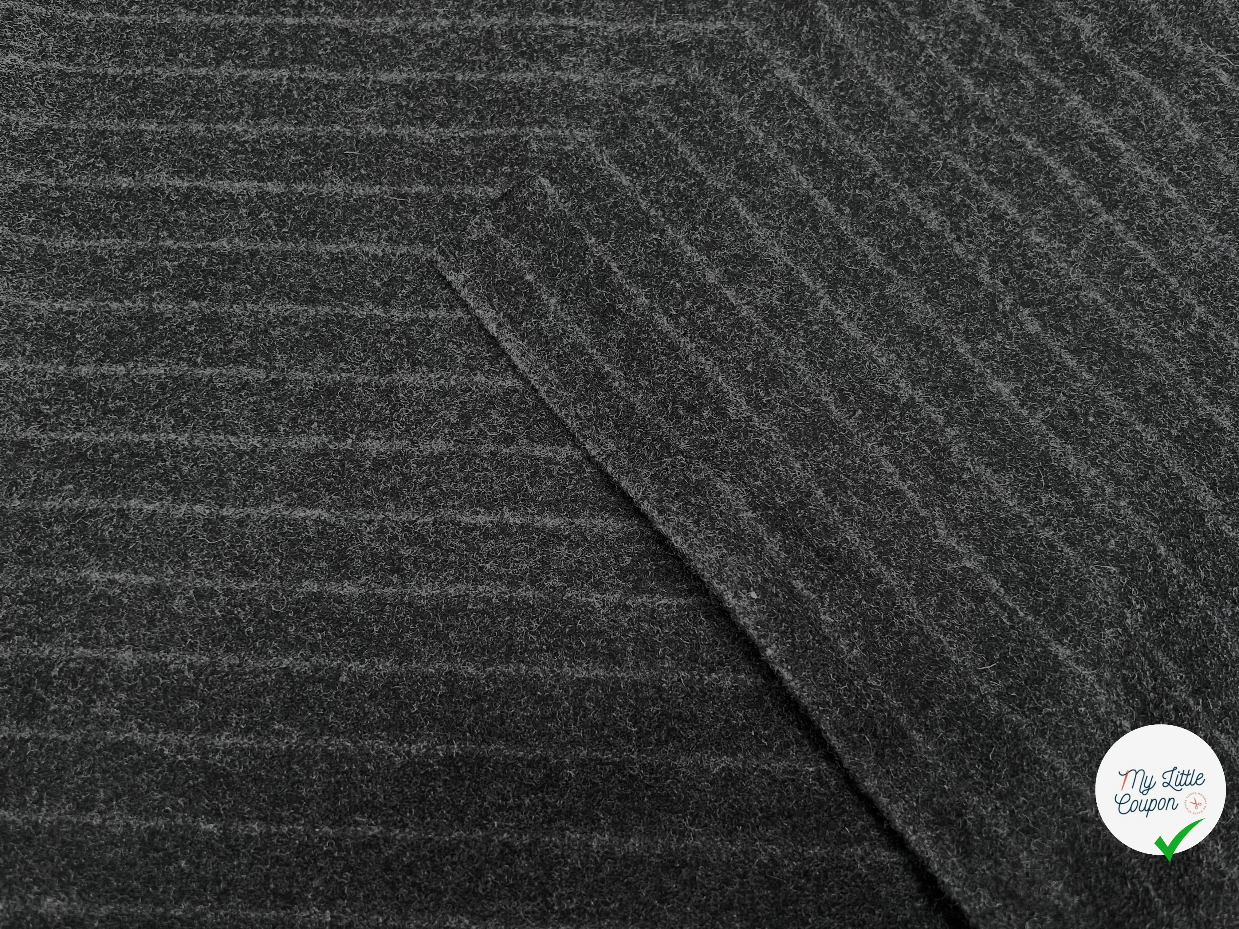 DRAP DE LAINE LOURD GROSSES RAYURES GRIS 80% LAINE VIERGE - My Little Coupon